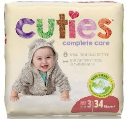 Cuties Complete Care Diapers with Tabs, Heavy Absorbency, CCC03, Size 3 (16-28 lbs) - Bag of 34