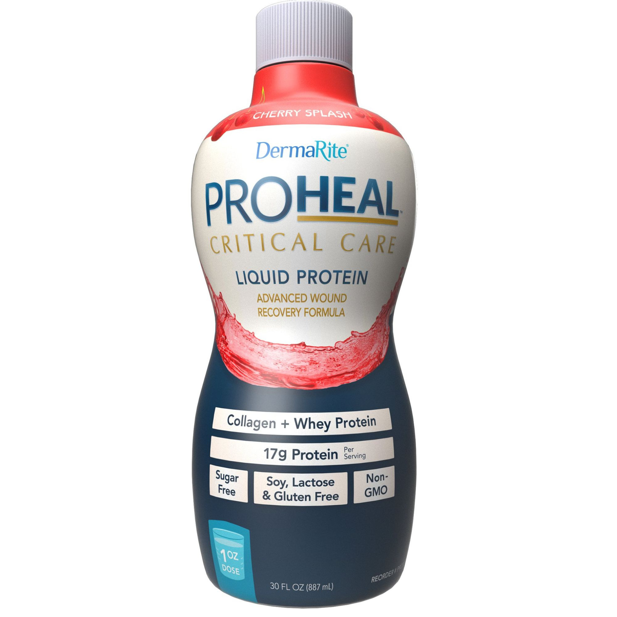 DermaRite ProHeal Critical Care Liquid Protein Wound Recovery Formula, Cherry Splash, 30 oz.