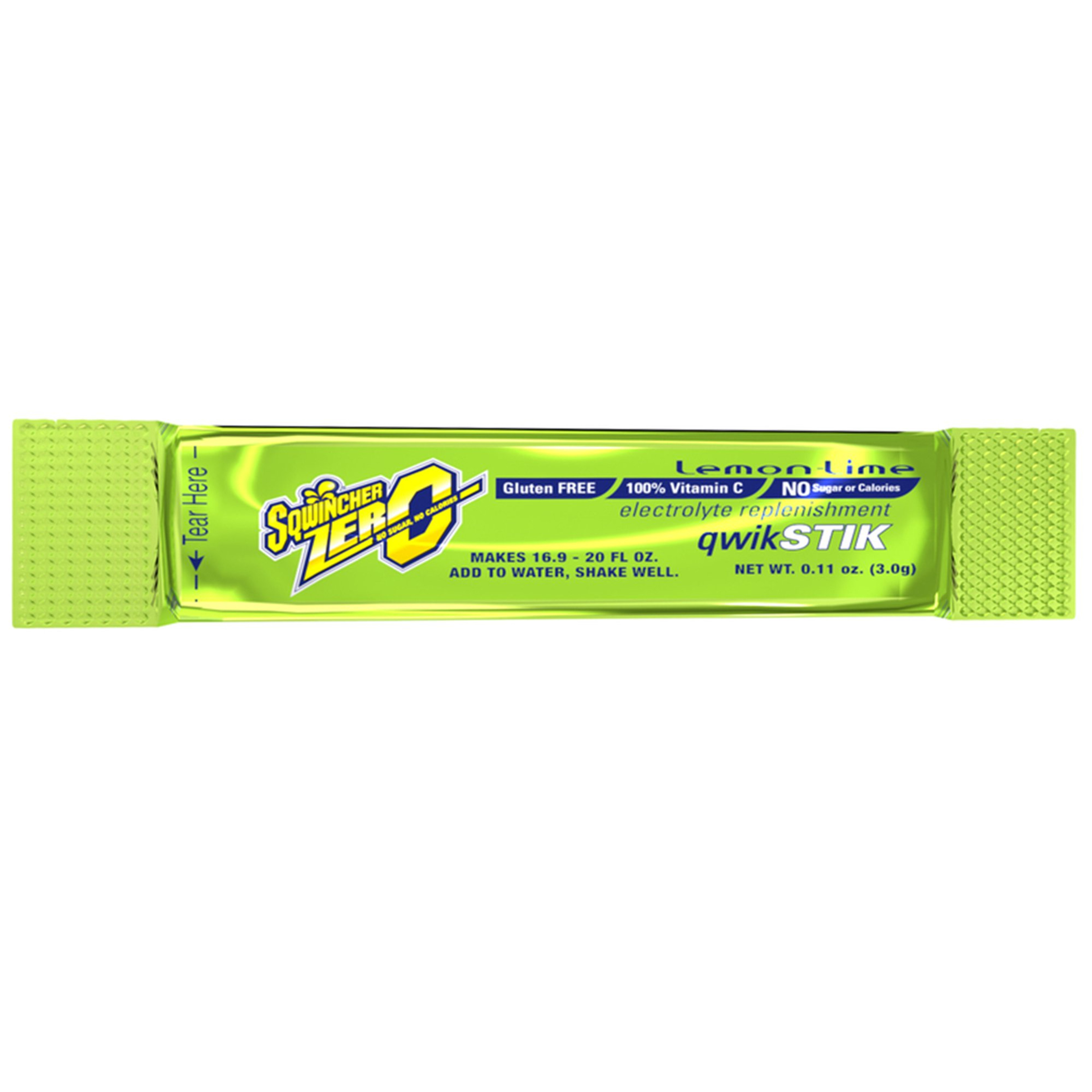 Sqwincher Zero Quik Stik Electrolyte Replenishment Drink Mix, Lemon-Lime, 11 oz., X431-M2600, Bag of 50