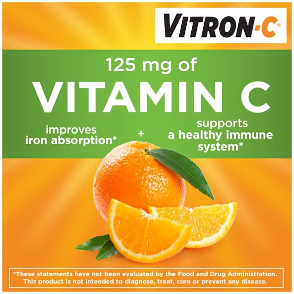Vitron-C High Potency Iron Dietary Supplement Plus Vitamin C, 125 mg - 65 mg, 60 Tablets, 63736012301, 1 Bottle