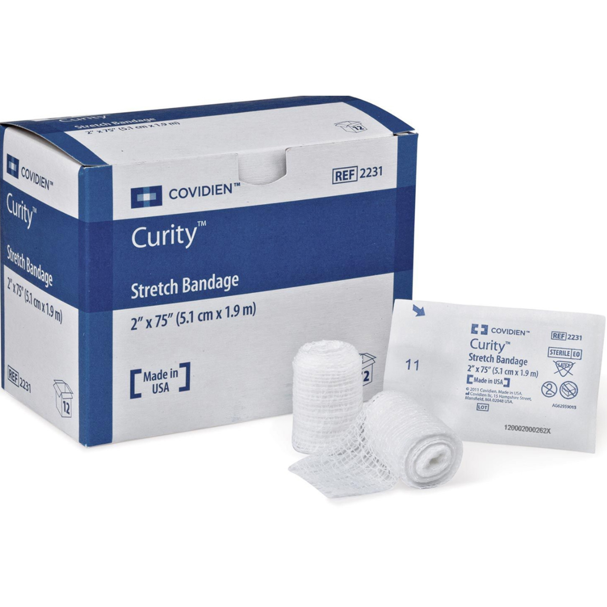 Cardinal Curity Stretch Bandage, 2 X 75", 2231-, Box of 12
