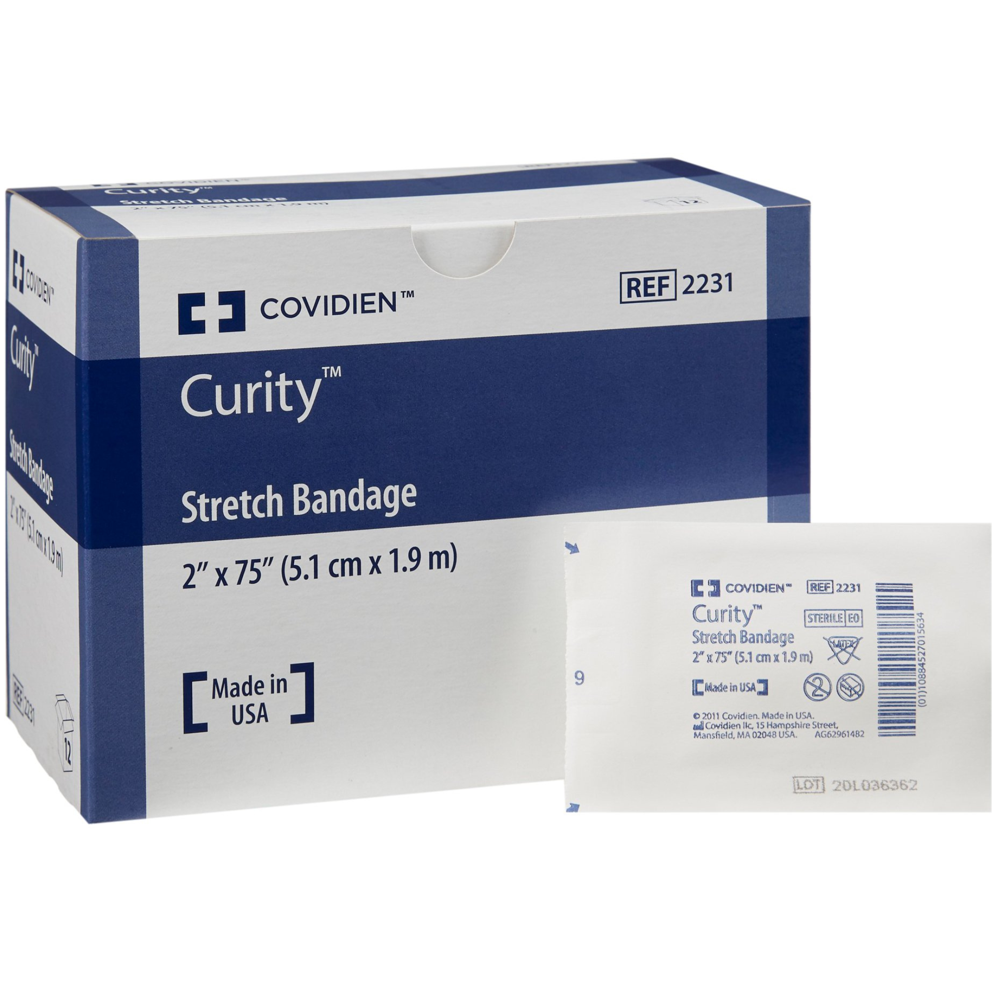 Cardinal Curity Stretch Bandage, 2 X 75", 2231-, Box of 12