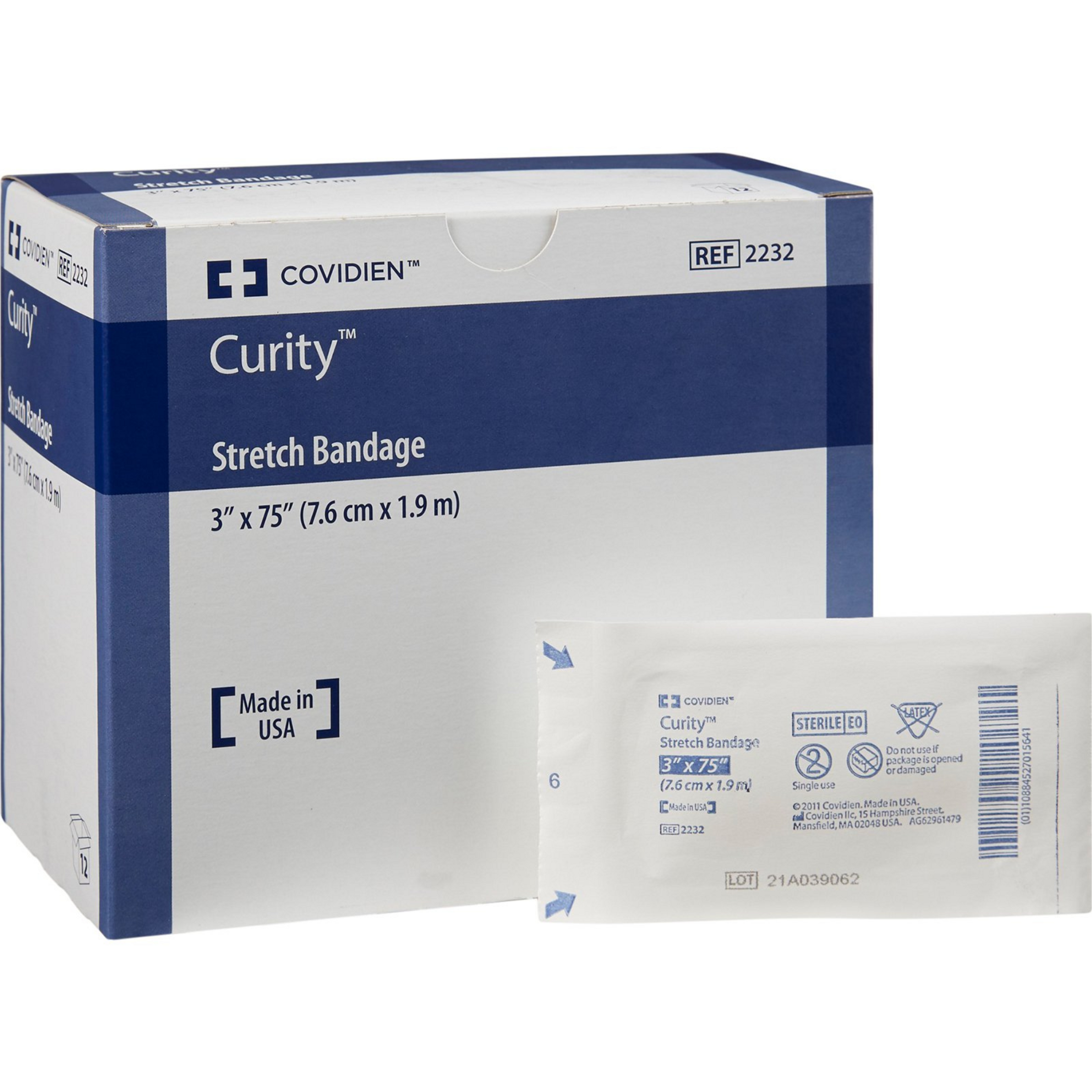 Cardinal Curity Stretch Bandage Roll, 3 X 75", 2232-, Box of 12