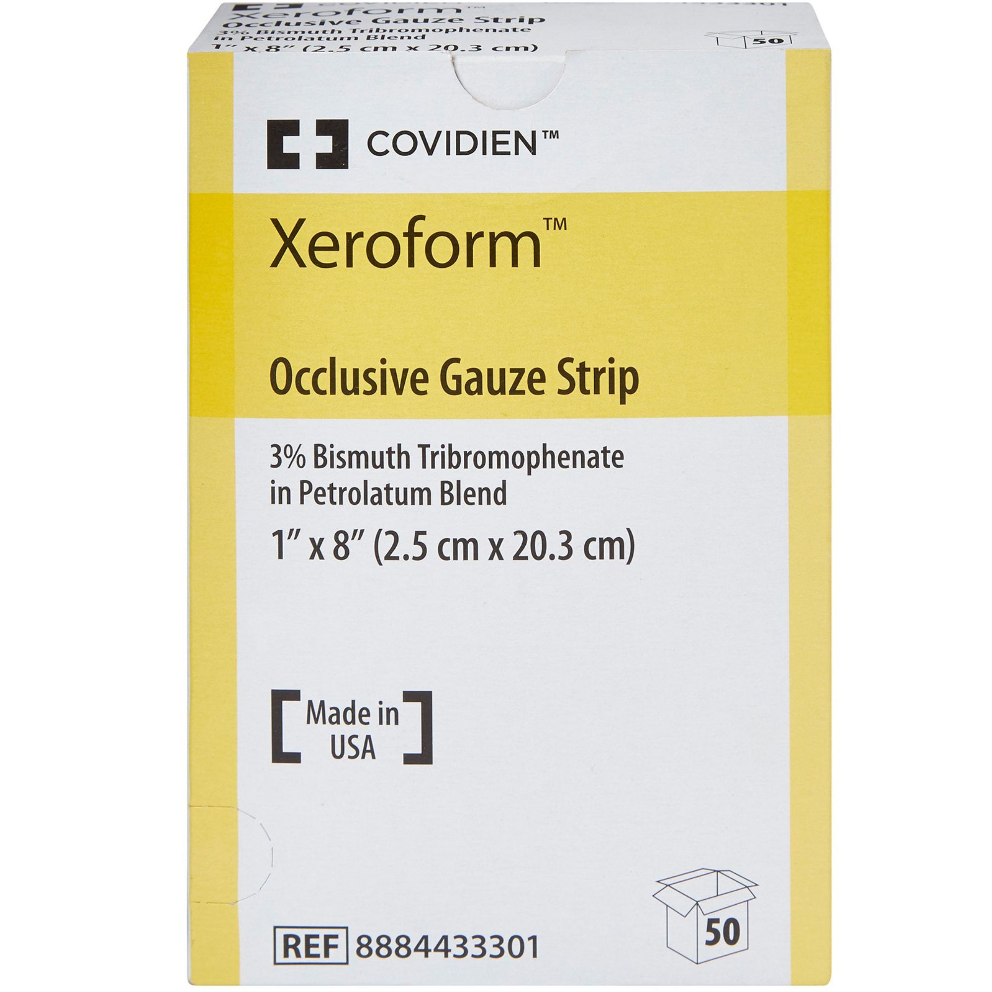 Cardinal Xeroform Occlusive Gauze Strip, 1 X 8", 8884433301, Box of 50