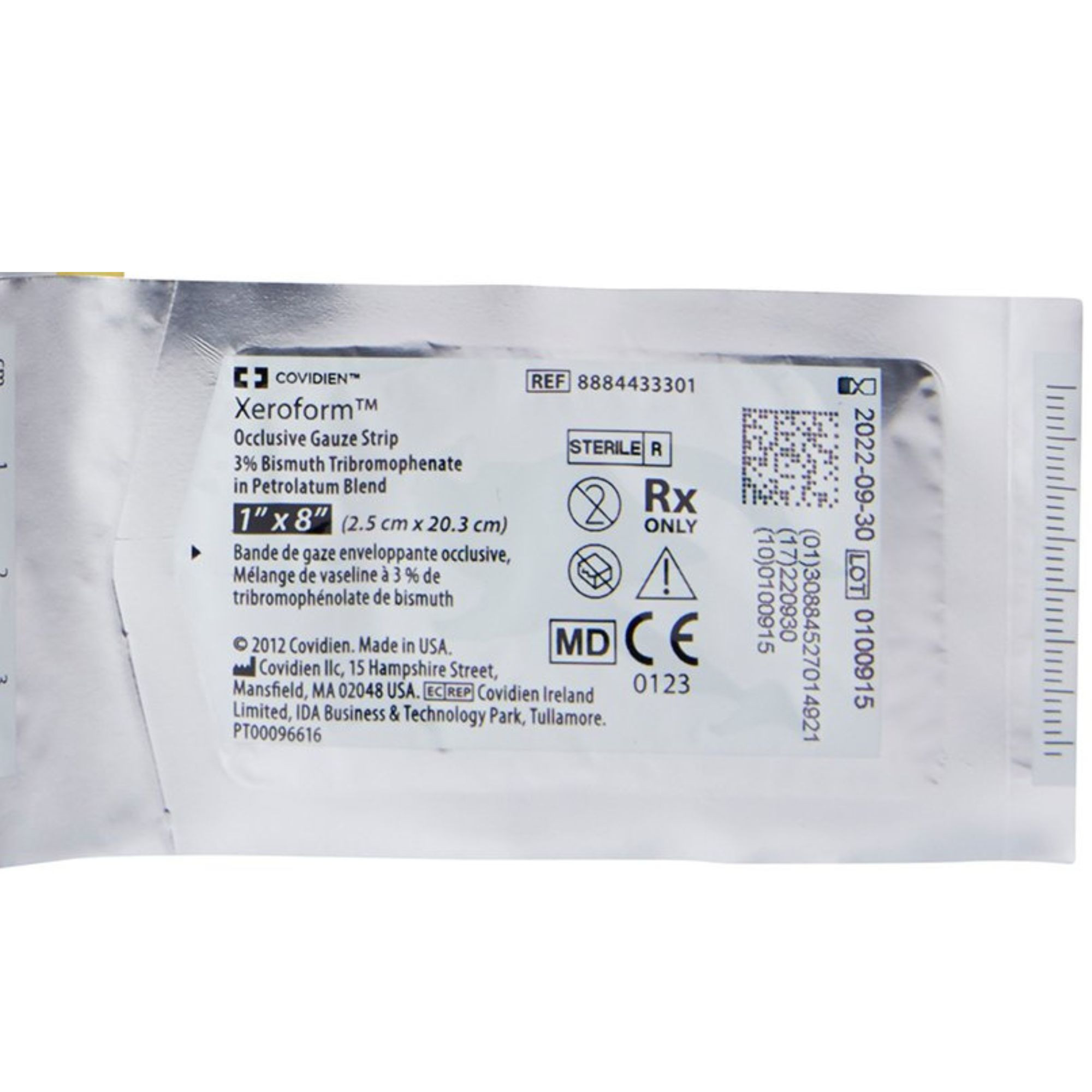 Cardinal Xeroform Occlusive Gauze Strip, 1 X 8", 8884433301, Box of 50