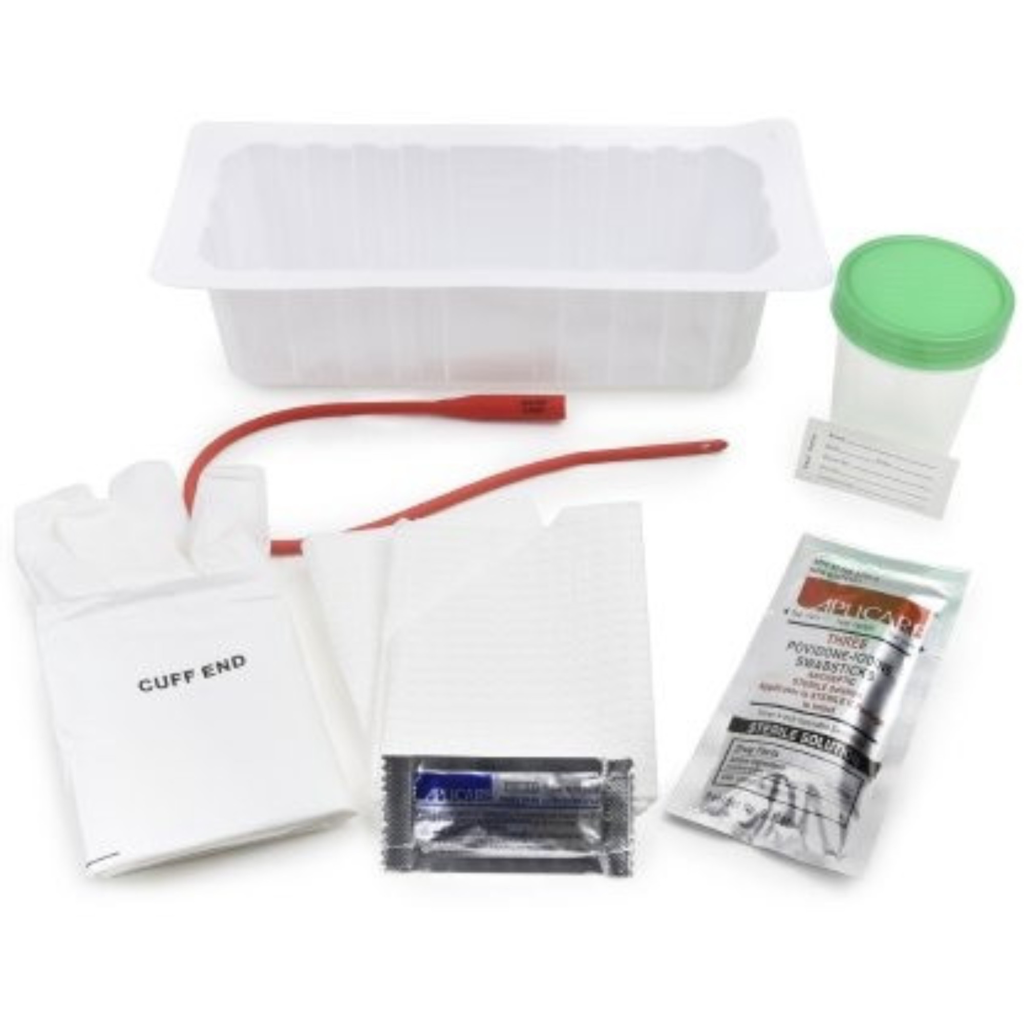 McKesson Urethral Intermittent Catheter Tray, Without Balloon, 14 Fr. Rubber Catheter