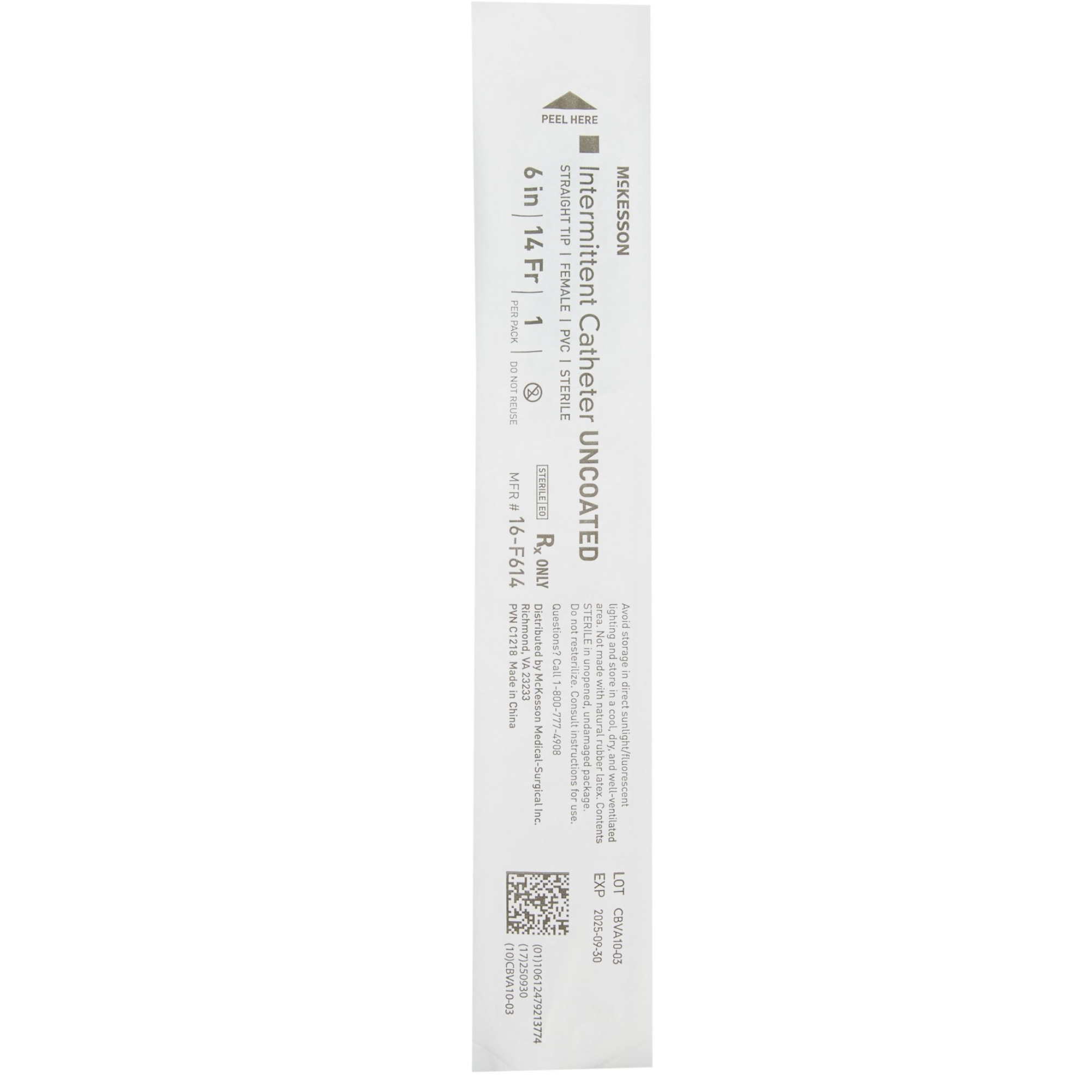 McKesson Female Uncoated Intermittent Catheter
