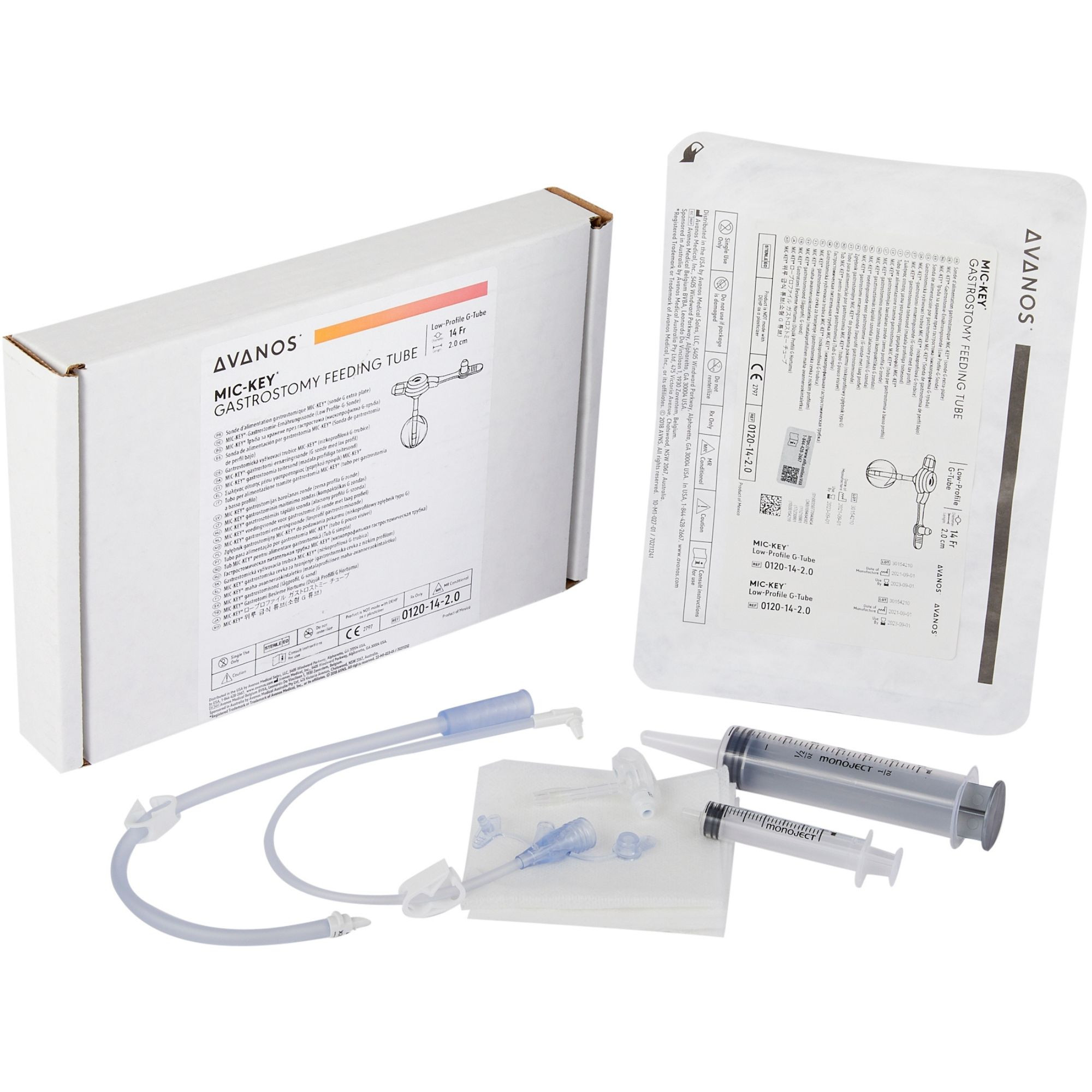 MIC-KEY Low-Profile Gastrostomy Feeding Tube Kit, 14 Fr., 2.0 cm Tube, 0120-14-2-0, 1 Each
