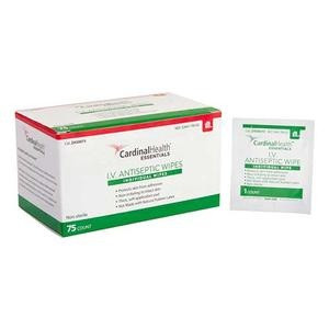Cardinal Health Essentials I.V. Antiseptic Wipes, 1.25 X 3", 50075, Box of 75