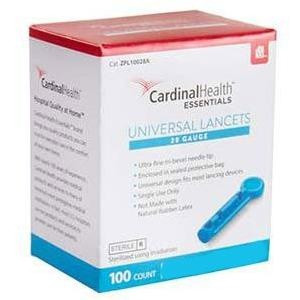Cardinal Health Essentials Universal Lancets, L10030A, 30G - Box of 100