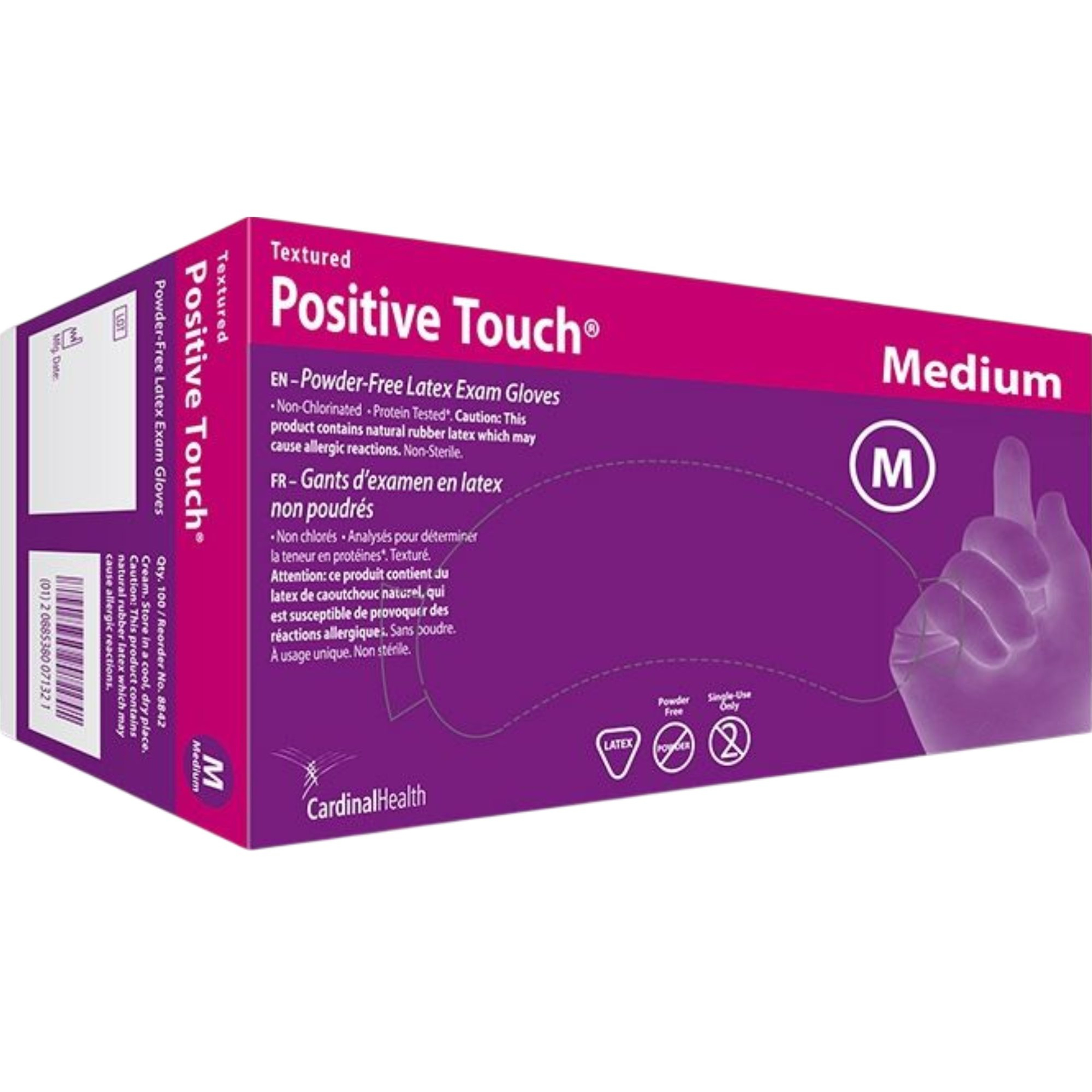 Cardinal Health Positive Touch Latex Exam Gloves, Powder-Free