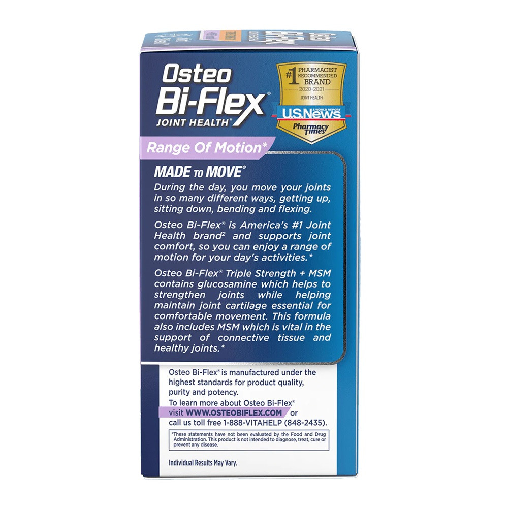 Osteo Bi-Flex Joint Health Triple Strength + MSM Formula Supplement , 80 Tablets