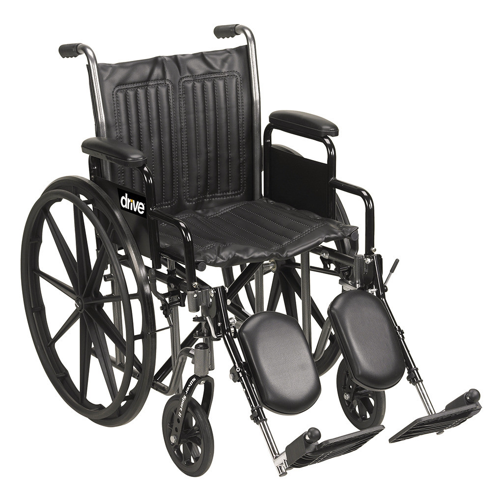 drive Silver Sport 2 Wheelchair, Detachable Desk Arm, Swing-Away Elevating Legrests, SSP216DDA-ELR, 16" - 1 Each