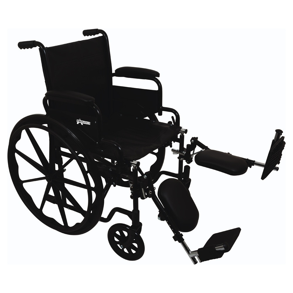 PMI ProBasics K1 Standard Wheelchair, Flip-Back Desk Arms, Elevating Legrests, WC11616DE, 16" - 1 Each