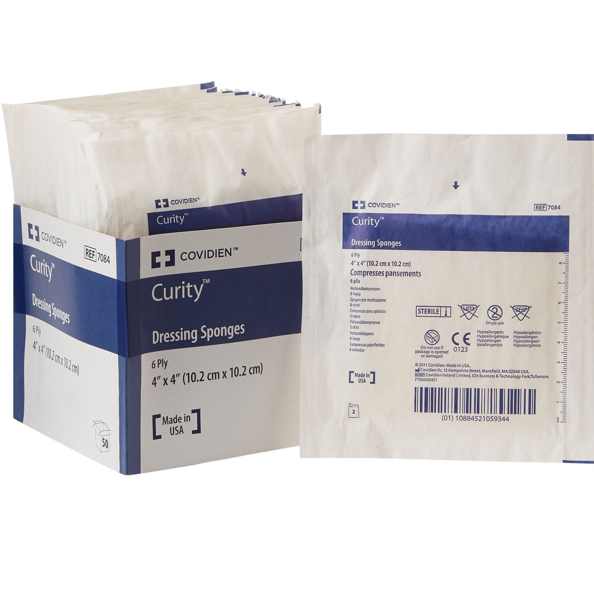 Cardinal Curity Dressing Sponges, 4 X 4", 7084, Box of 25