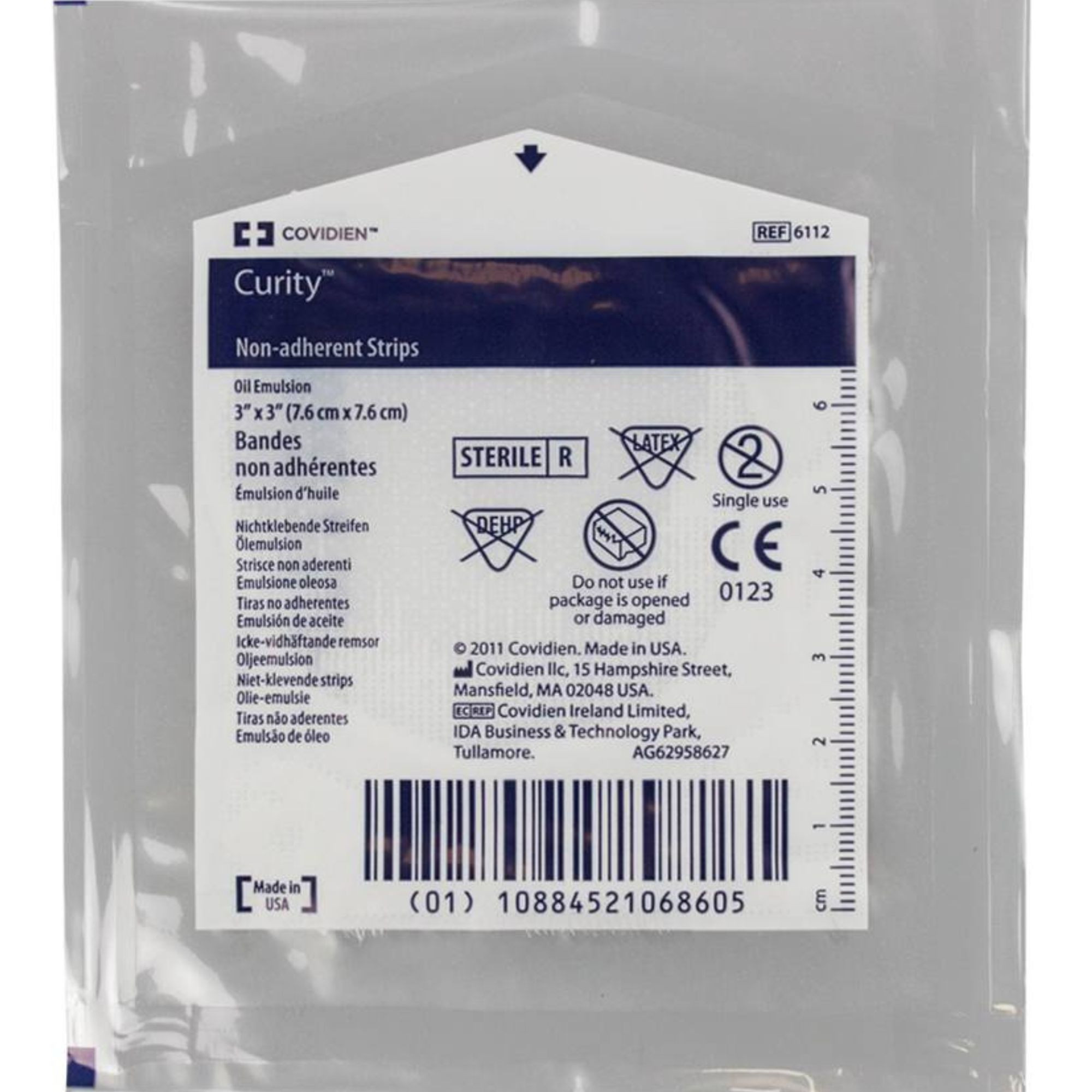 Cardinal Health Curity Non-Adhering Oil Emulsion Strips, 3 X 3", 6112, Box of 50