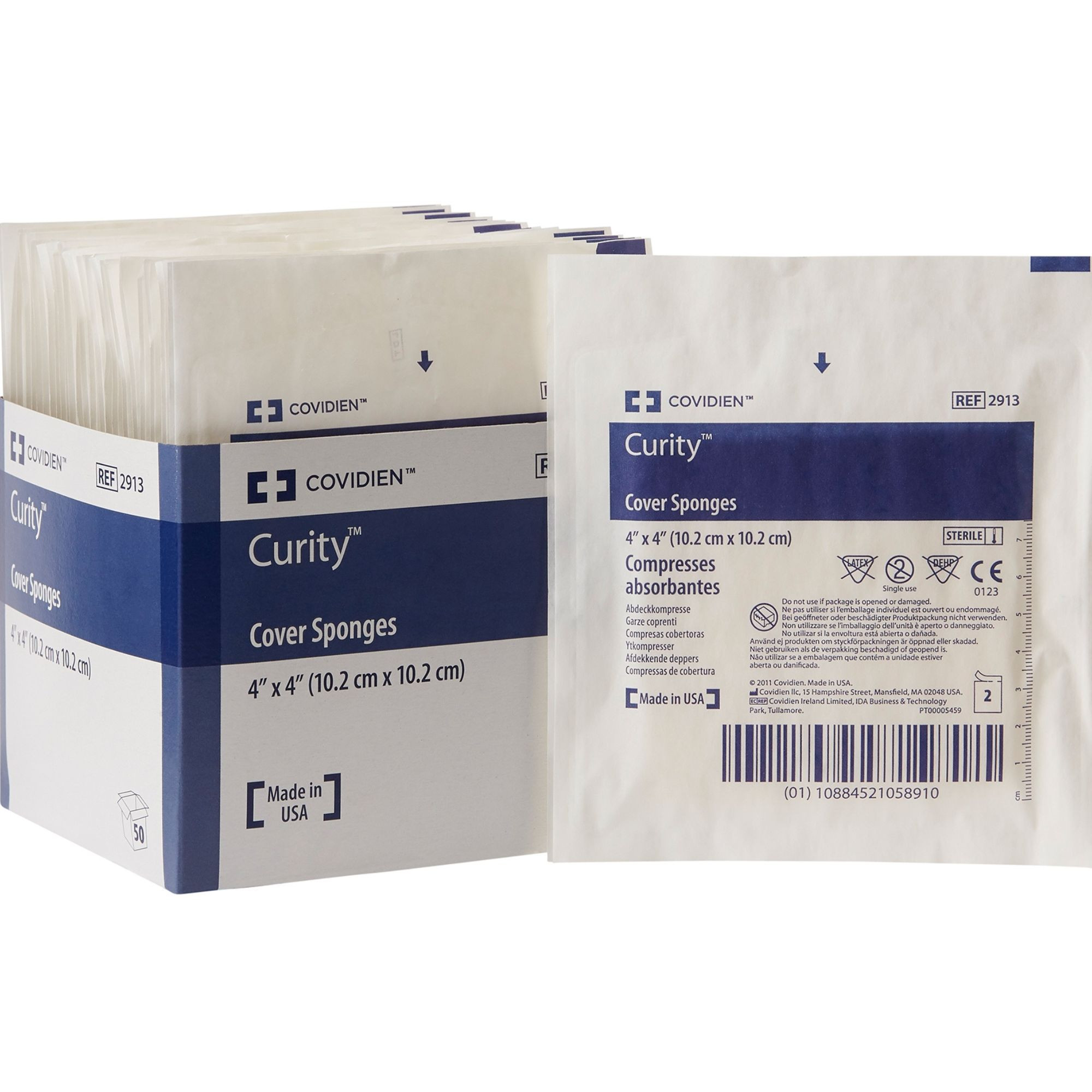 Cardinal Health Curity Cover Sponge, Sterile, 4 X 4", 2913, Pack of 25