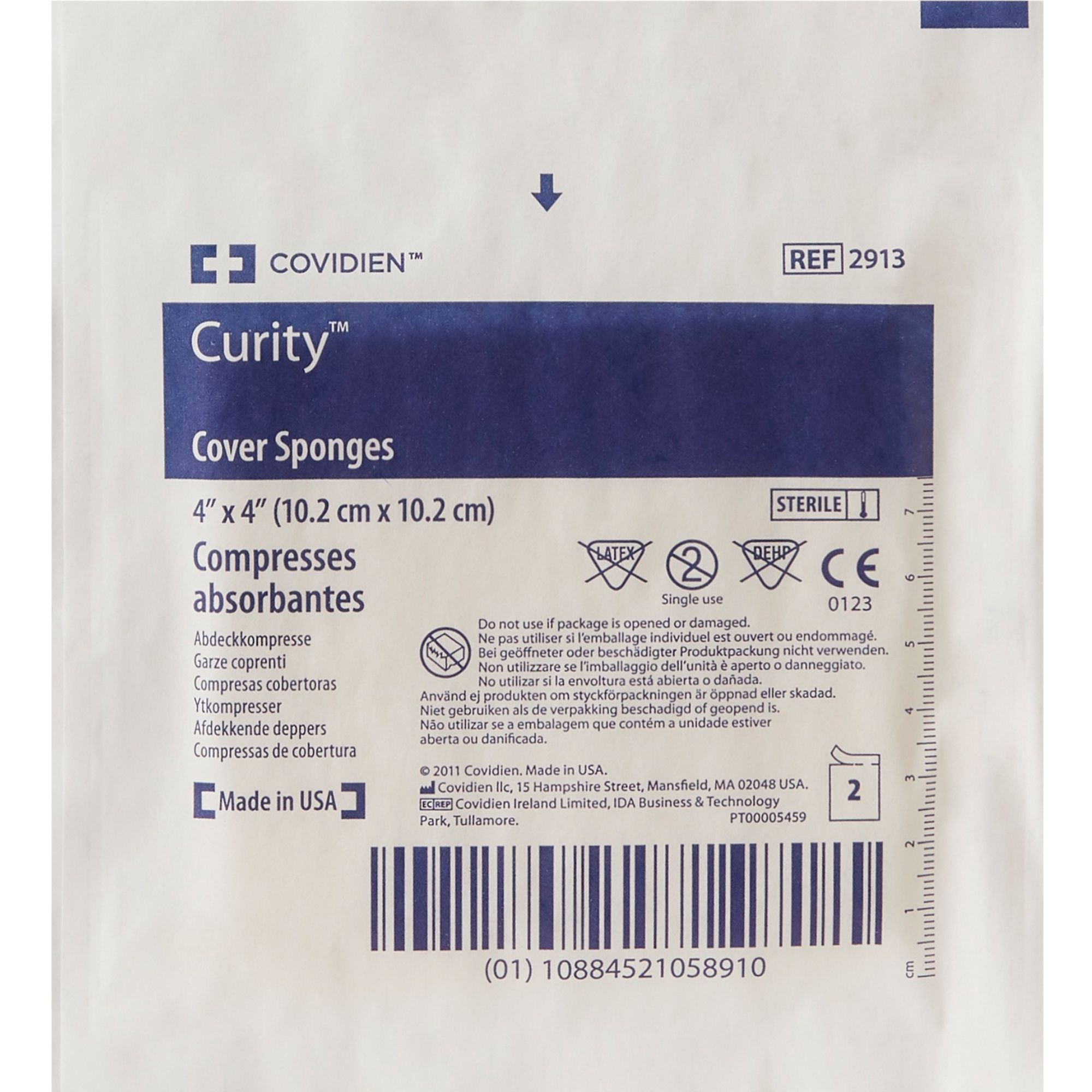 Cardinal Health Curity Cover Sponge, Sterile, 4 X 4", 2913, Pack of 25