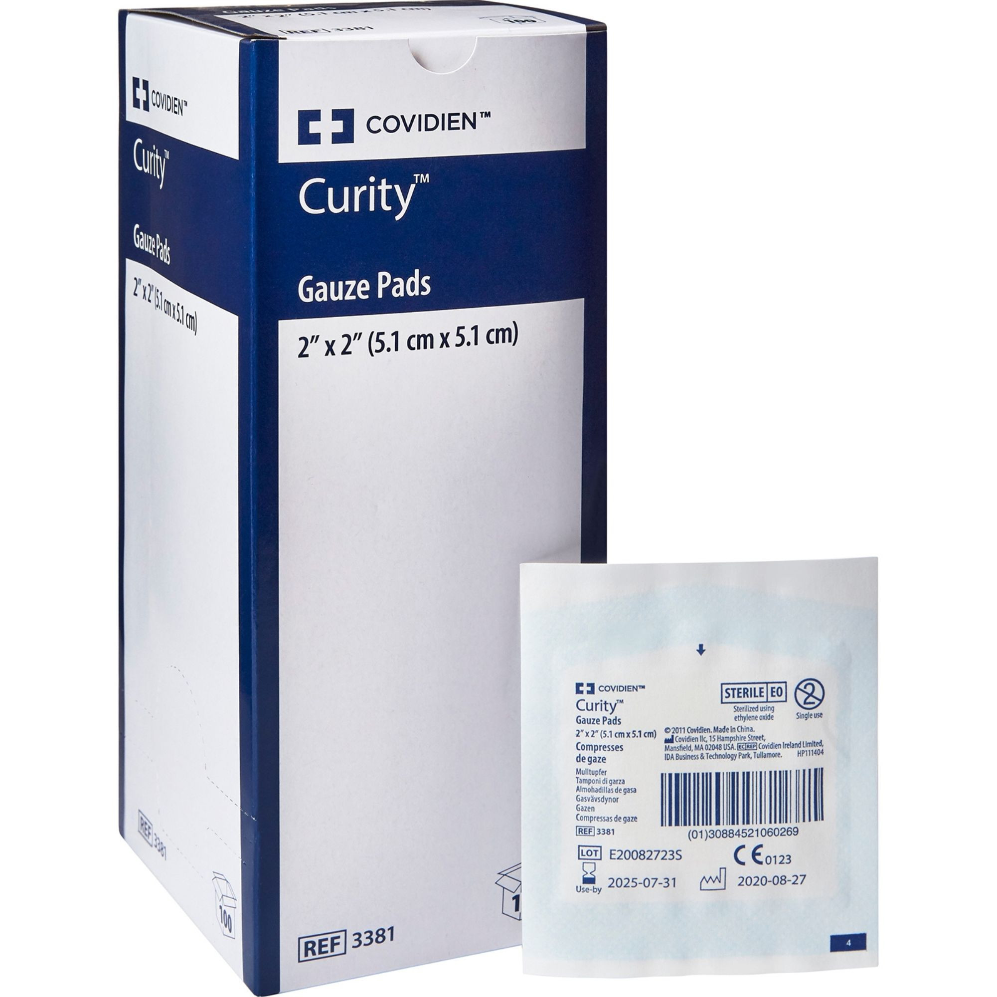  Cardinal Health Curity Gauze Pad, Sterile, 12-Ply, 2 X 2", 3381, Box of 100