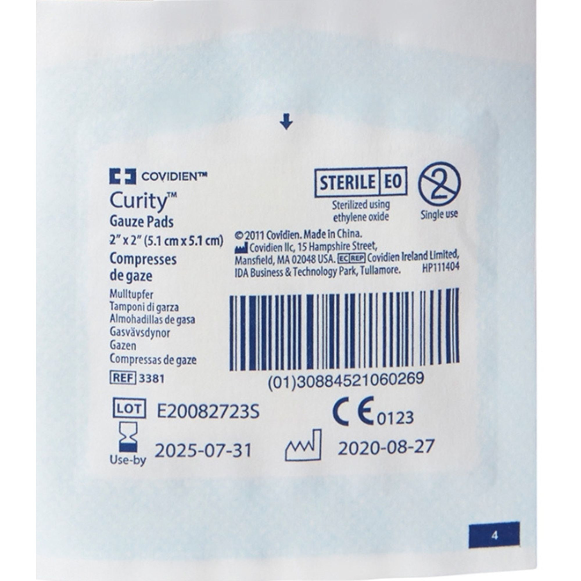 Cardinal Health Curity Gauze Pad, Sterile, 12-Ply, 2 X 2", 3381, Box of 100