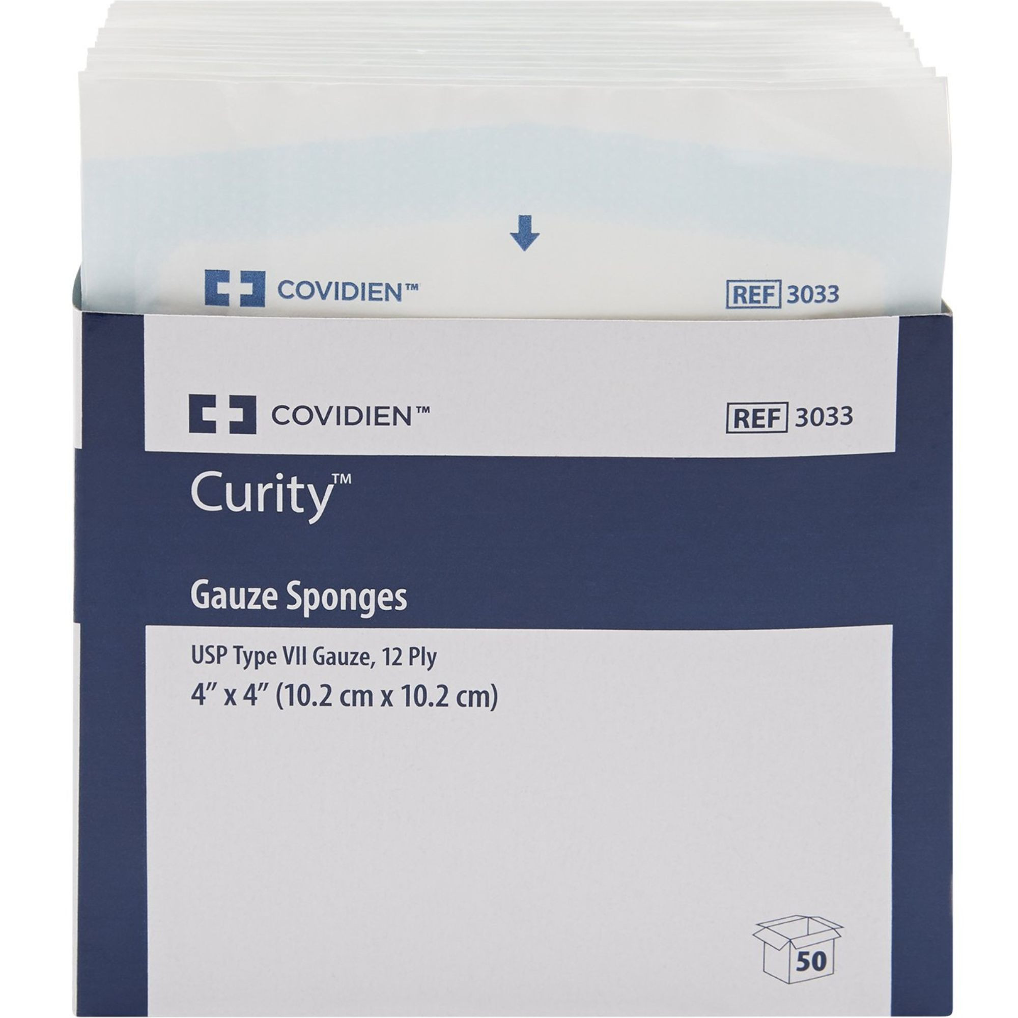 Cardinal Health Curity Gauze Sponge, Sterile, 12-Ply, 4 X 4", 3033, Case of 600 (24 Packs)