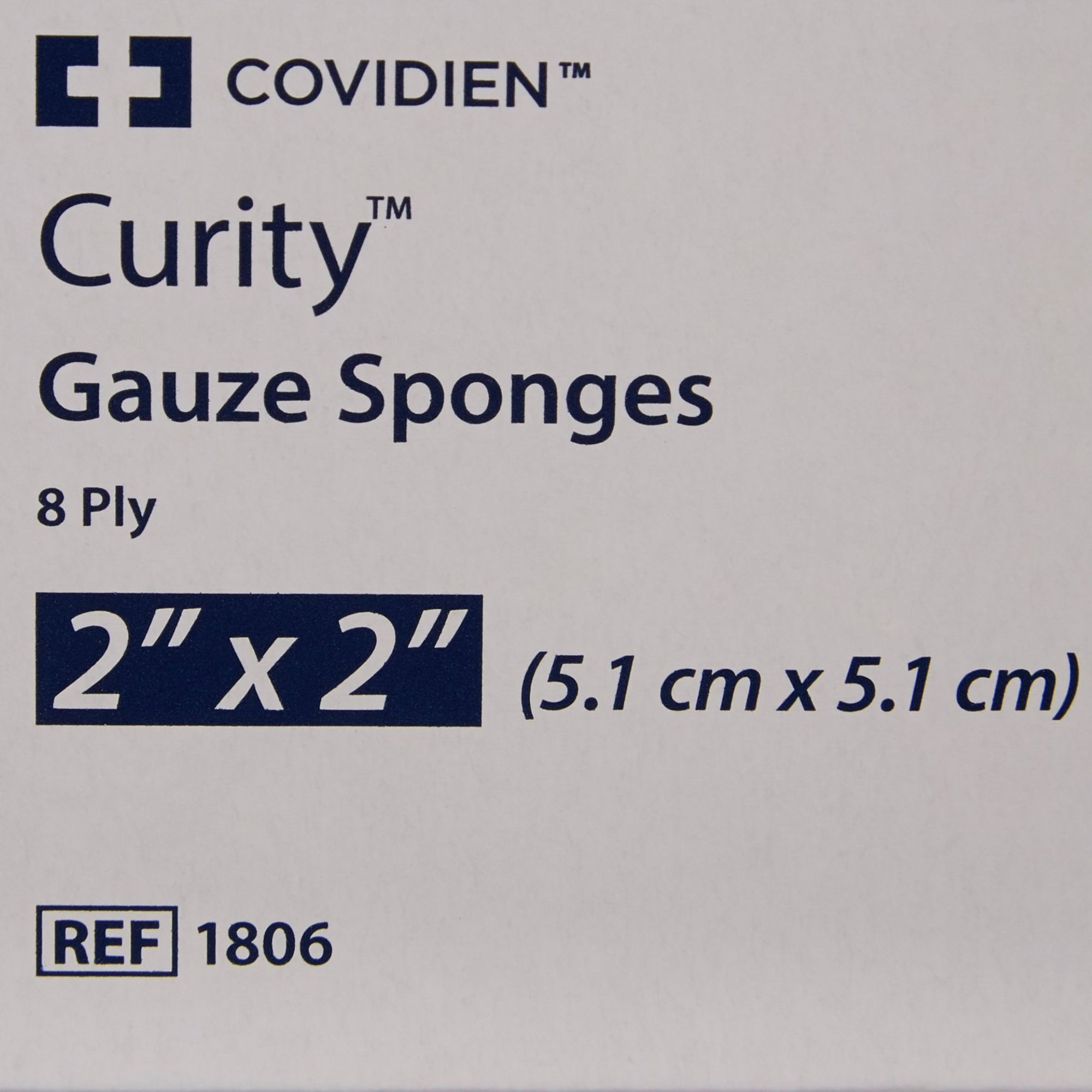 Cardinal Health Curity Gauze Sponge, Sterile, 8-Ply, 2 X 2", 1806, Pack of 50