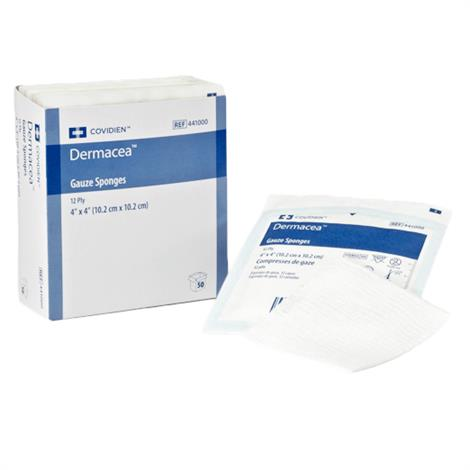 Cardinal Health Dermacea Gauze Sponge, Sterile, 8-ply, 4 X 4", 441001, Box of 25