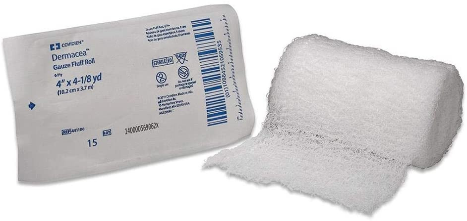 Cardinal Health Dermacea Gauze Fluff Roll, Sterile, 4-1/8" X 4yds, 441106, 1 Each