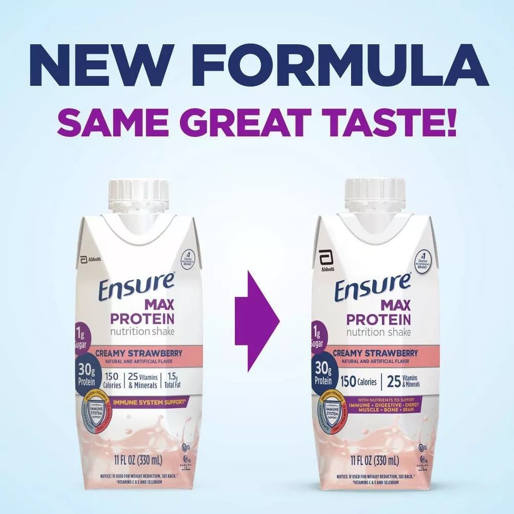 Ensure Max Protein Nutritional Shake, Creamy Strawberry, 11 oz.