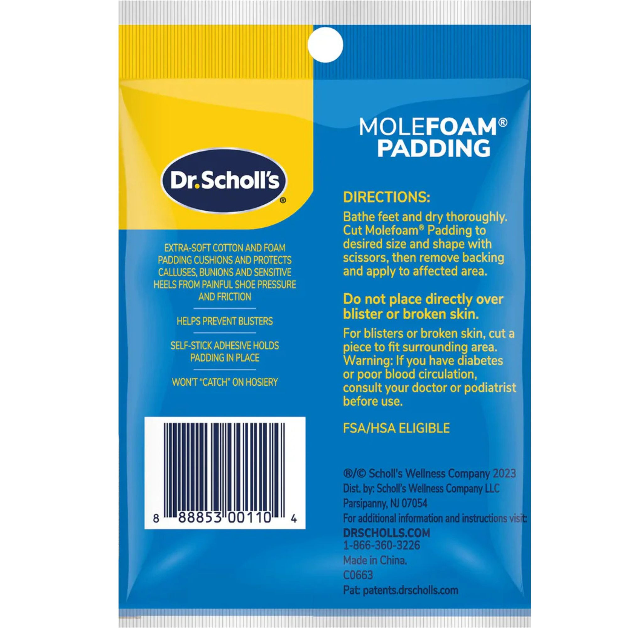 Dr. Scholl's Molefoam Padding, 86442981, Pack of 2