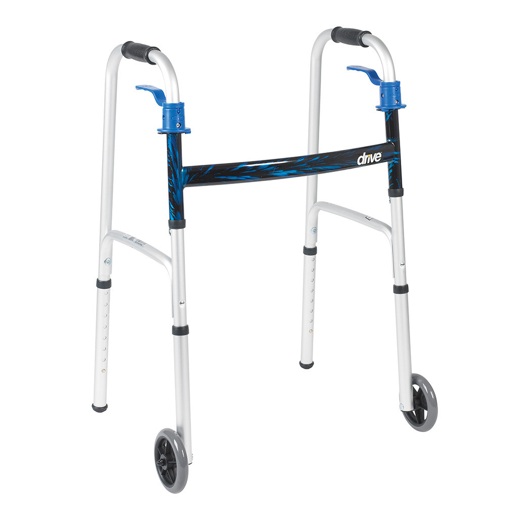 drive Deluxe Trigger Release Folding Walker, 5" Wheels, 10227-4, 1 Each