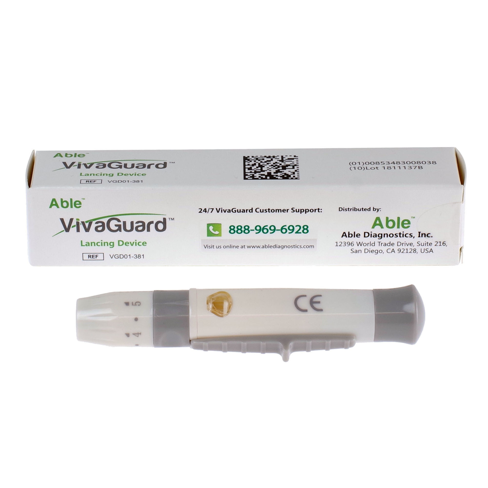 Able VivaGuard Lancing Device, VGD01-381, 1 Each