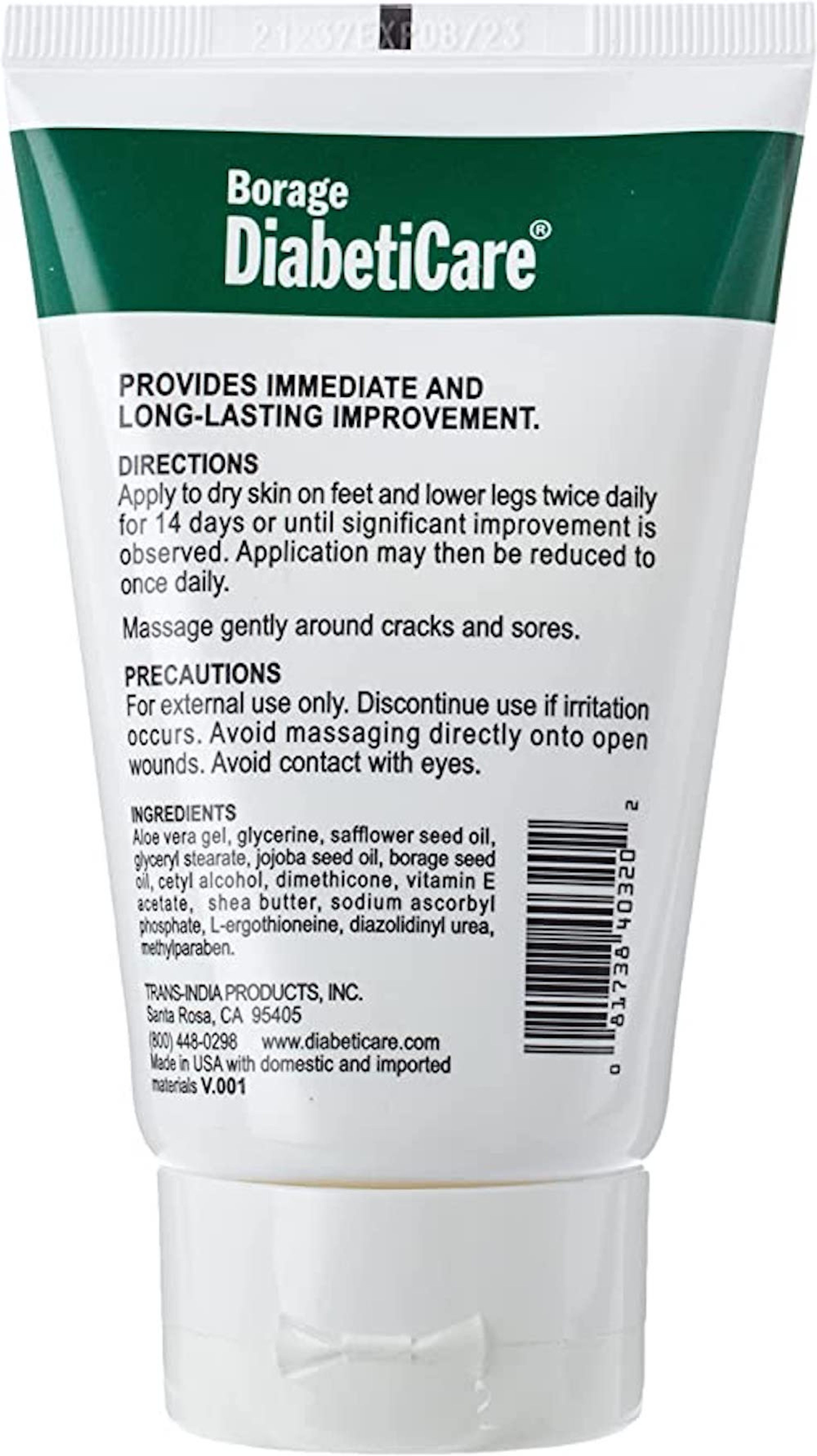 Borage DiabetiCare Foot Cream, Latex-free, 4.2 oz.