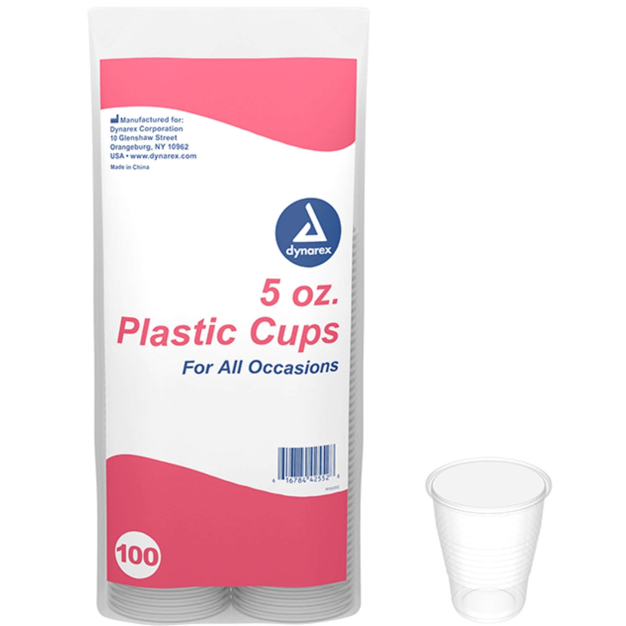 Dynarex Plastic Drinking Cups, 5 oz, 4255, Pack of 100