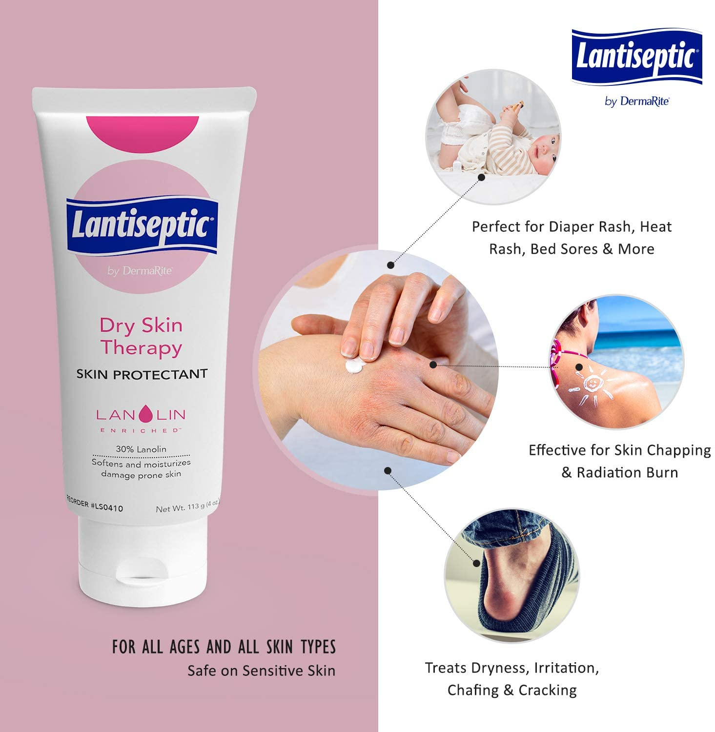 Lantiseptic Dry Skin Therapy Moisturizer Cream, 4 oz.