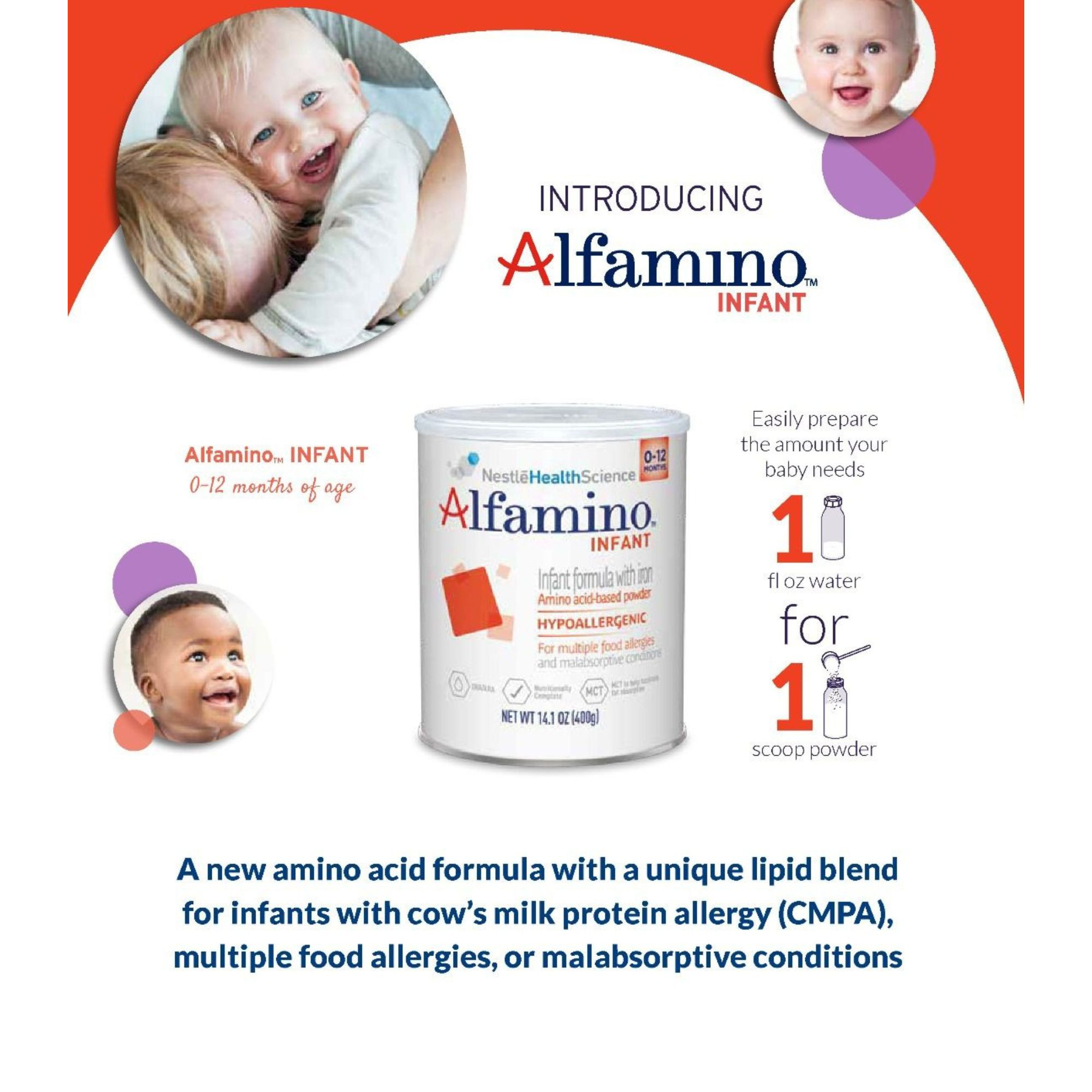 Alfamino Infant Formula With Iron, Amino Acid Based Powder, 14.1 oz