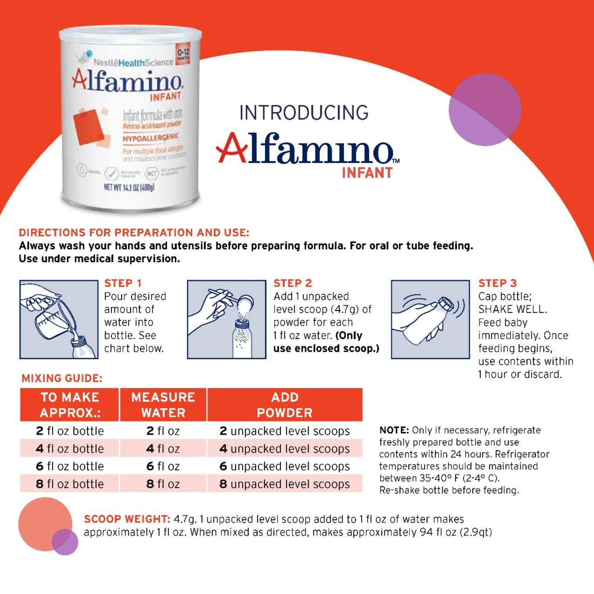 Alfamino Infant Formula With Iron, Amino Acid Based Powder, 14.1 oz