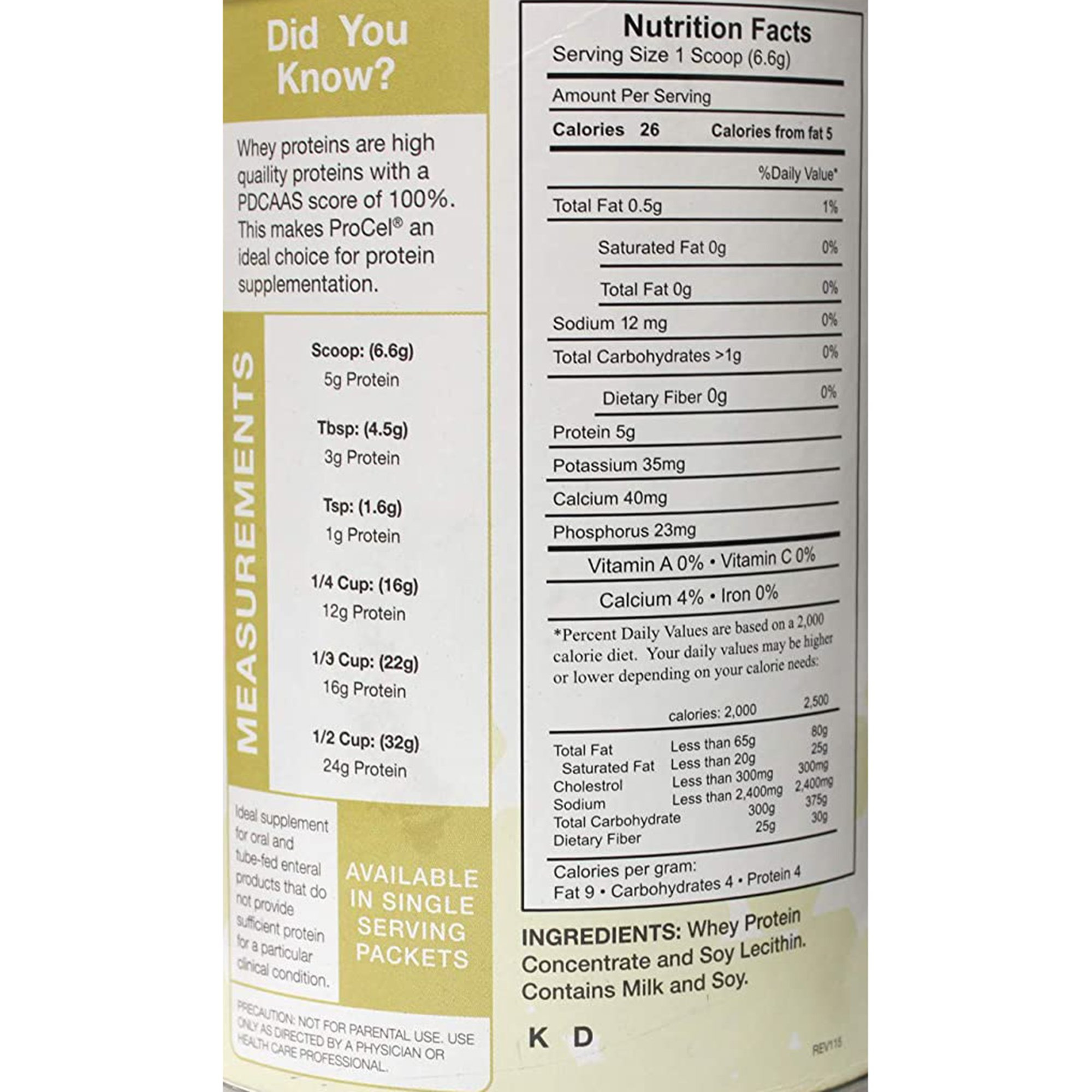 ProCel Whey Protein Supplement Powder, Unflavored, 10 oz