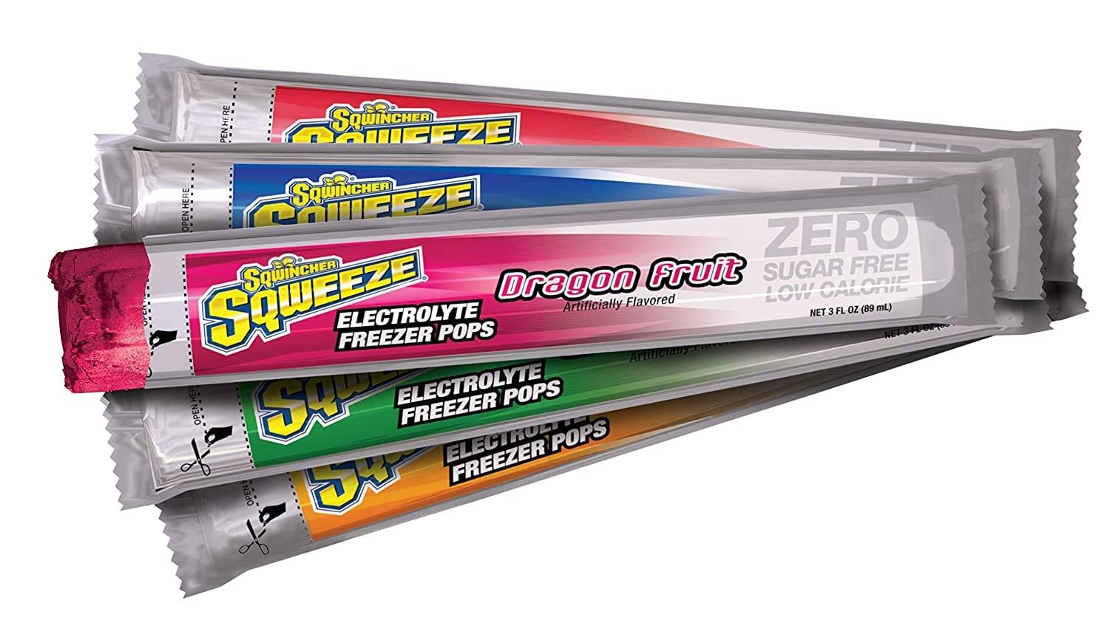 Sqwincher Zero Sugar Free Electrolyte Replenishment Freezer Pop, Variety Flavors, X478-W7600, Bag of 10