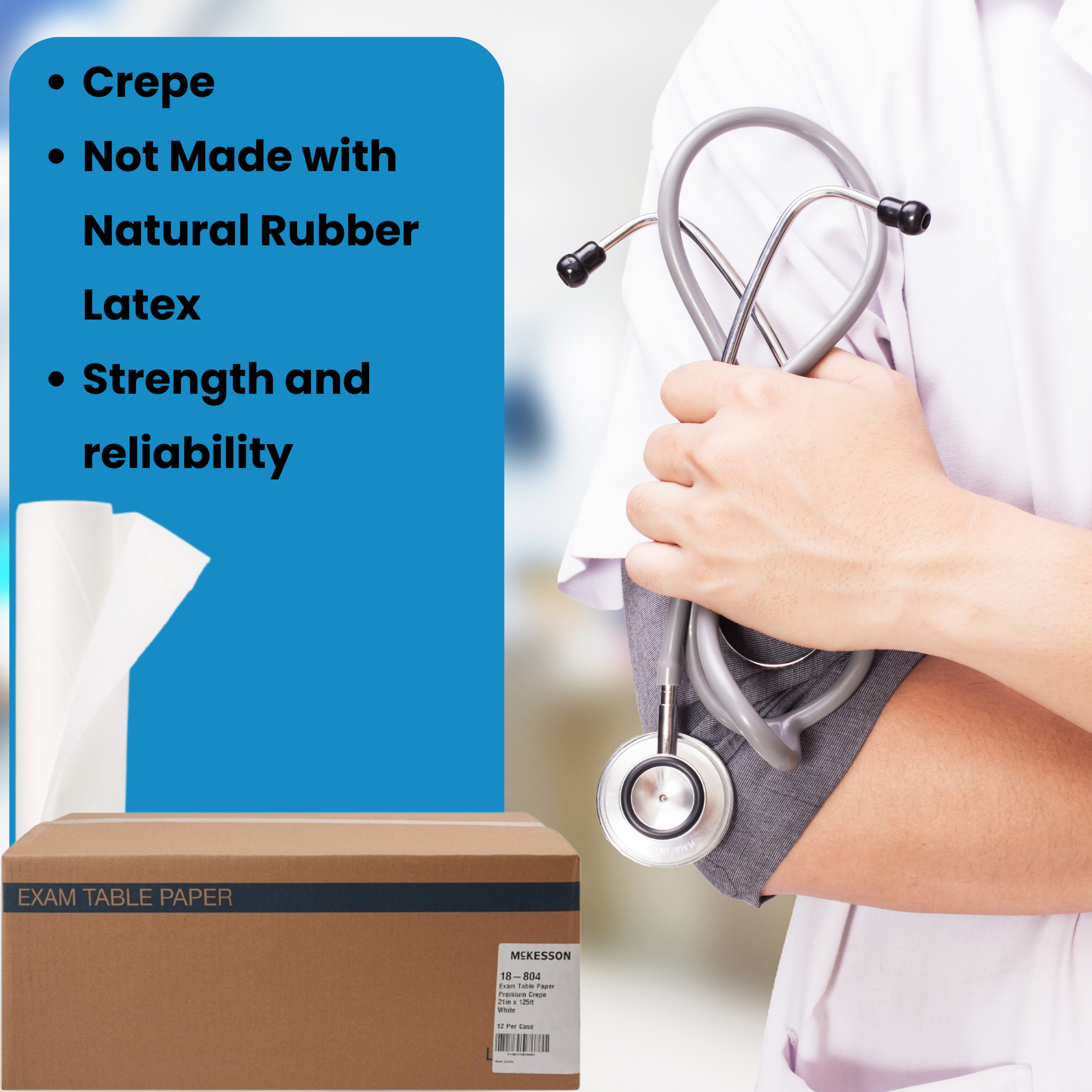 McKesson Crepe Table Paper, 21" X 125ft.