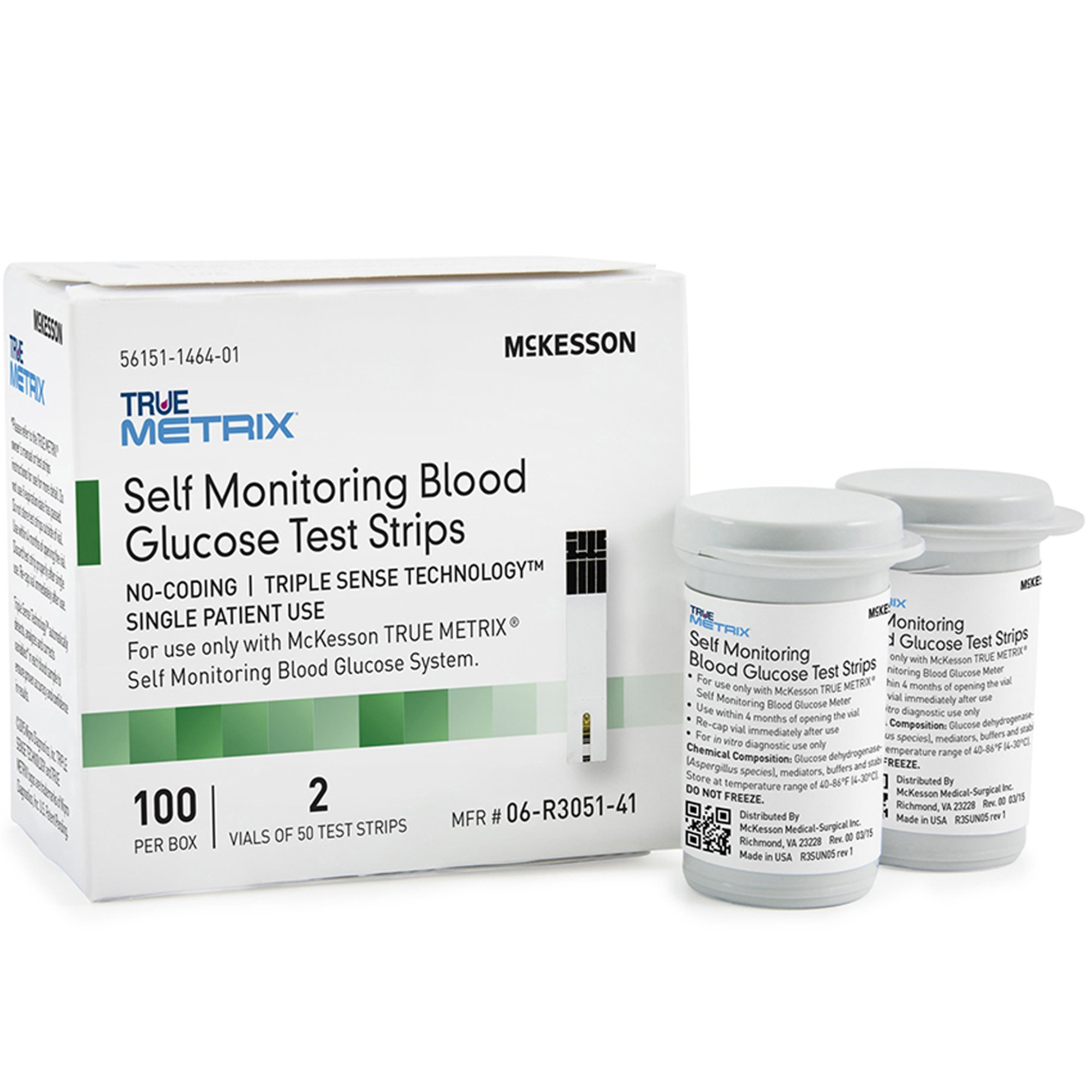 McKesson TRUE METRIX Self Monitoring Blood Glucose Test Strips, 06-R3051-41, Box of 100