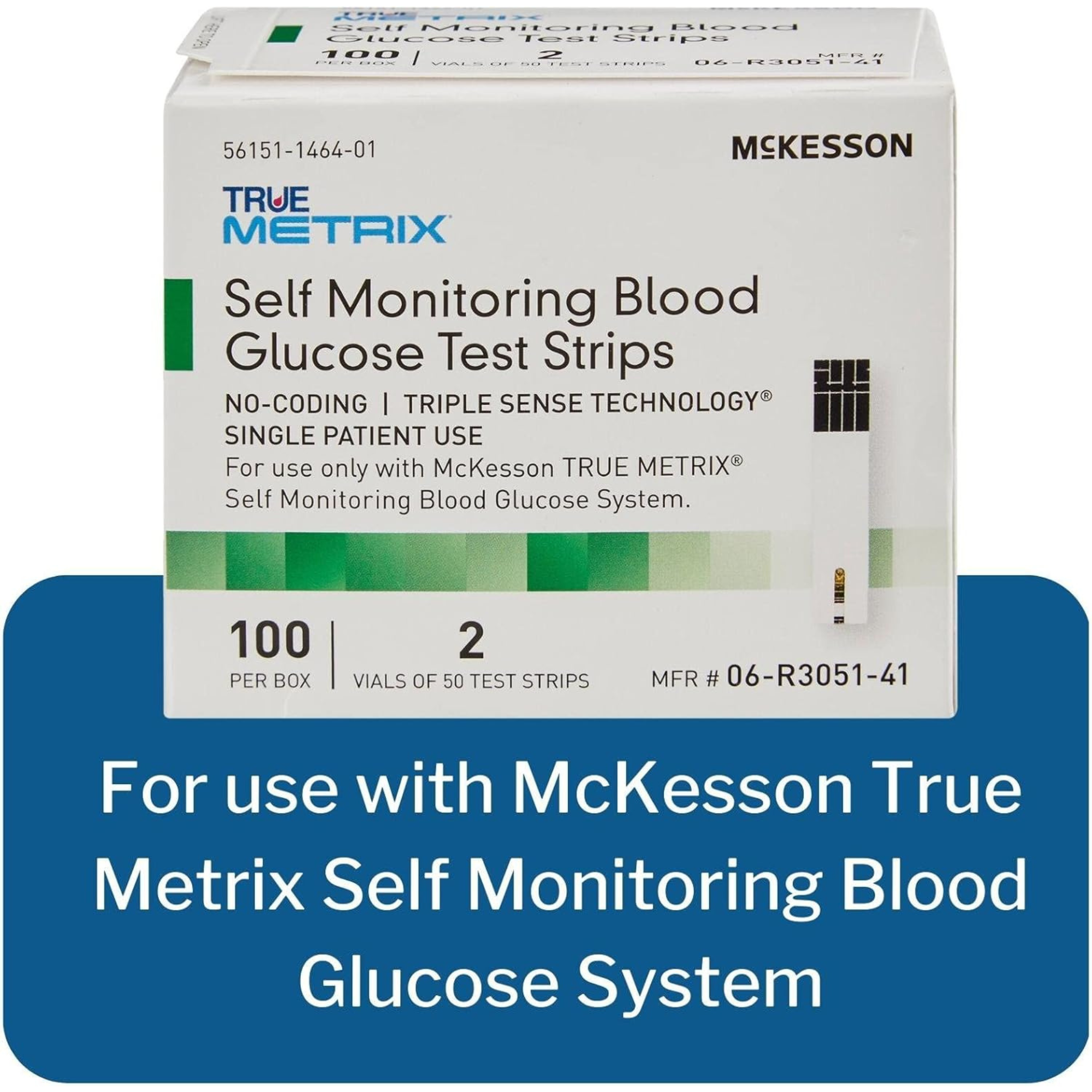 McKesson TRUE METRIX Self Monitoring Blood Glucose Test Strips, 06-R3051-41, Box of 100