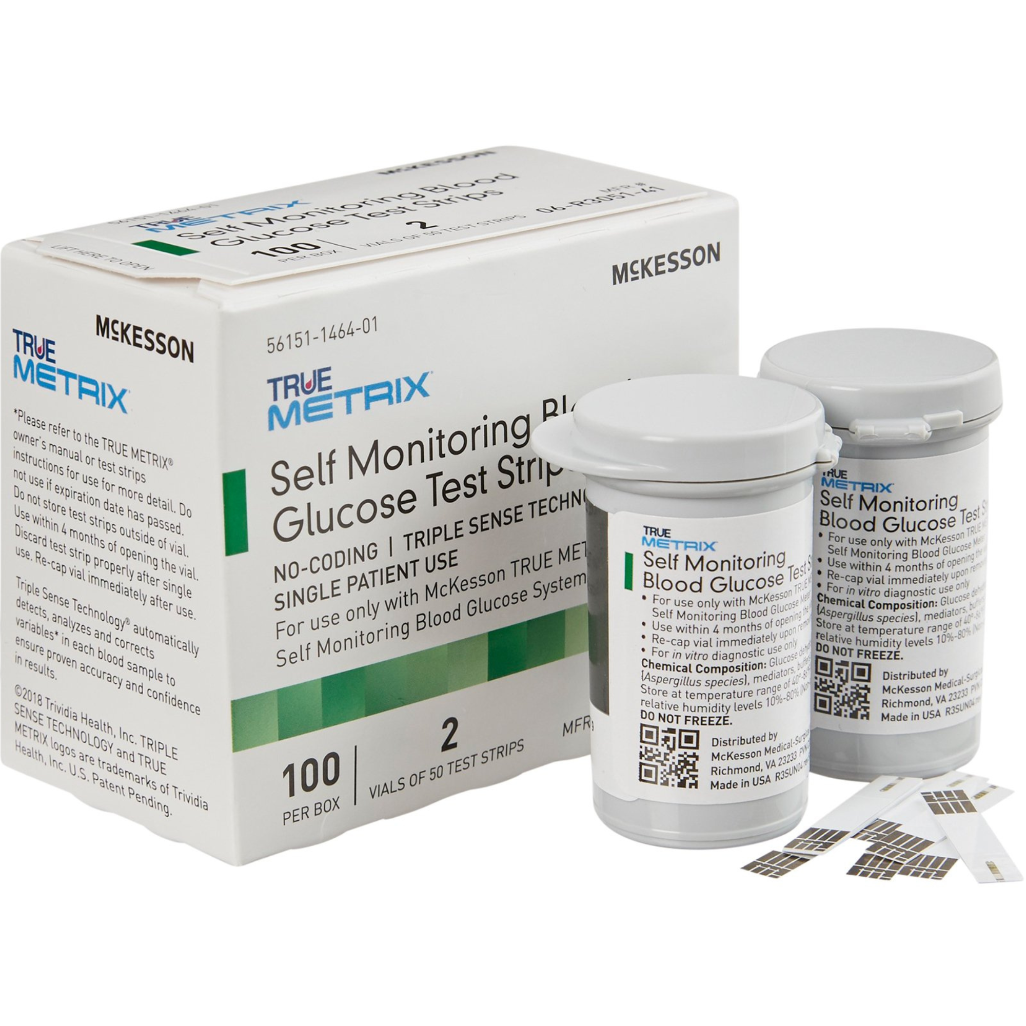 McKesson TRUE METRIX Self Monitoring Blood Glucose Test Strips, 06-R3051-41, Box of 100