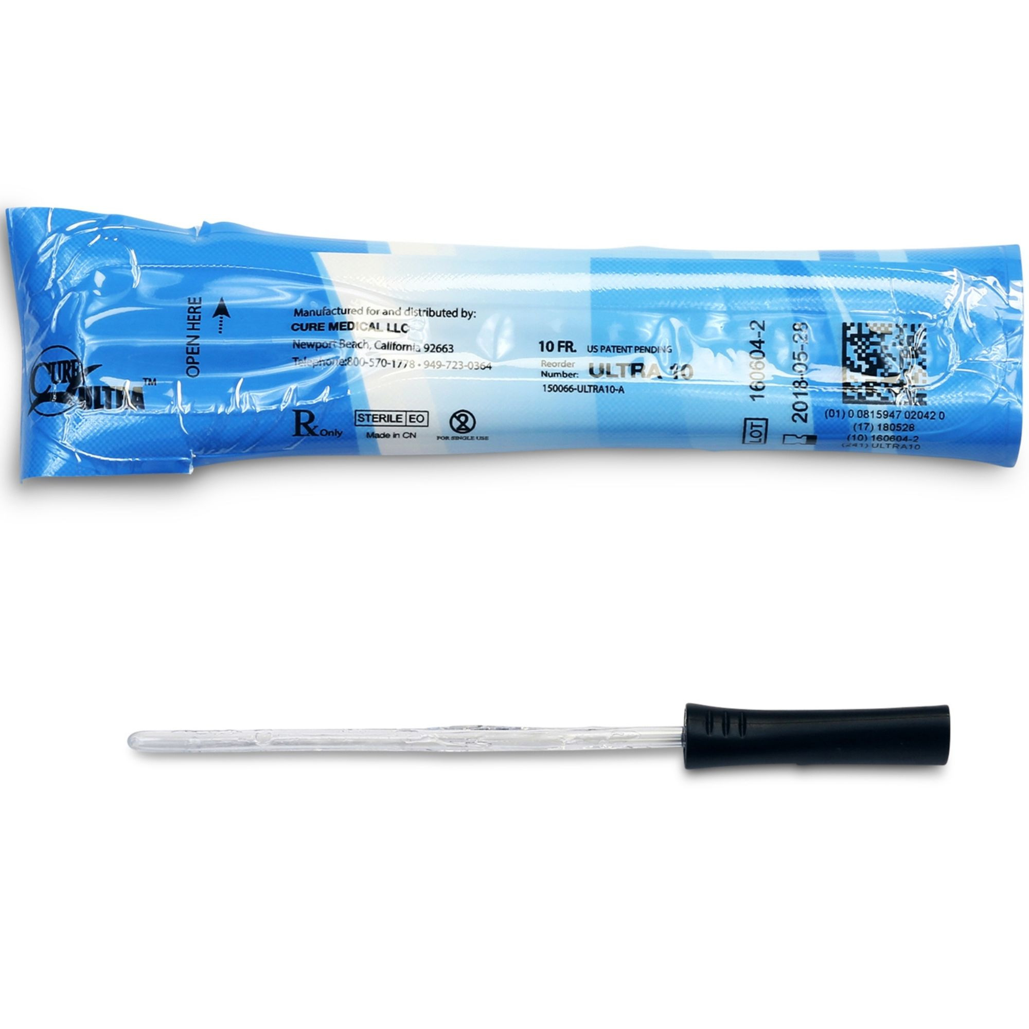 Cure Ultra Urethral Catheter, Female, Straight Tip, Lubricated PVC, 6", ULTRA10, 10 Fr. - Box of 30