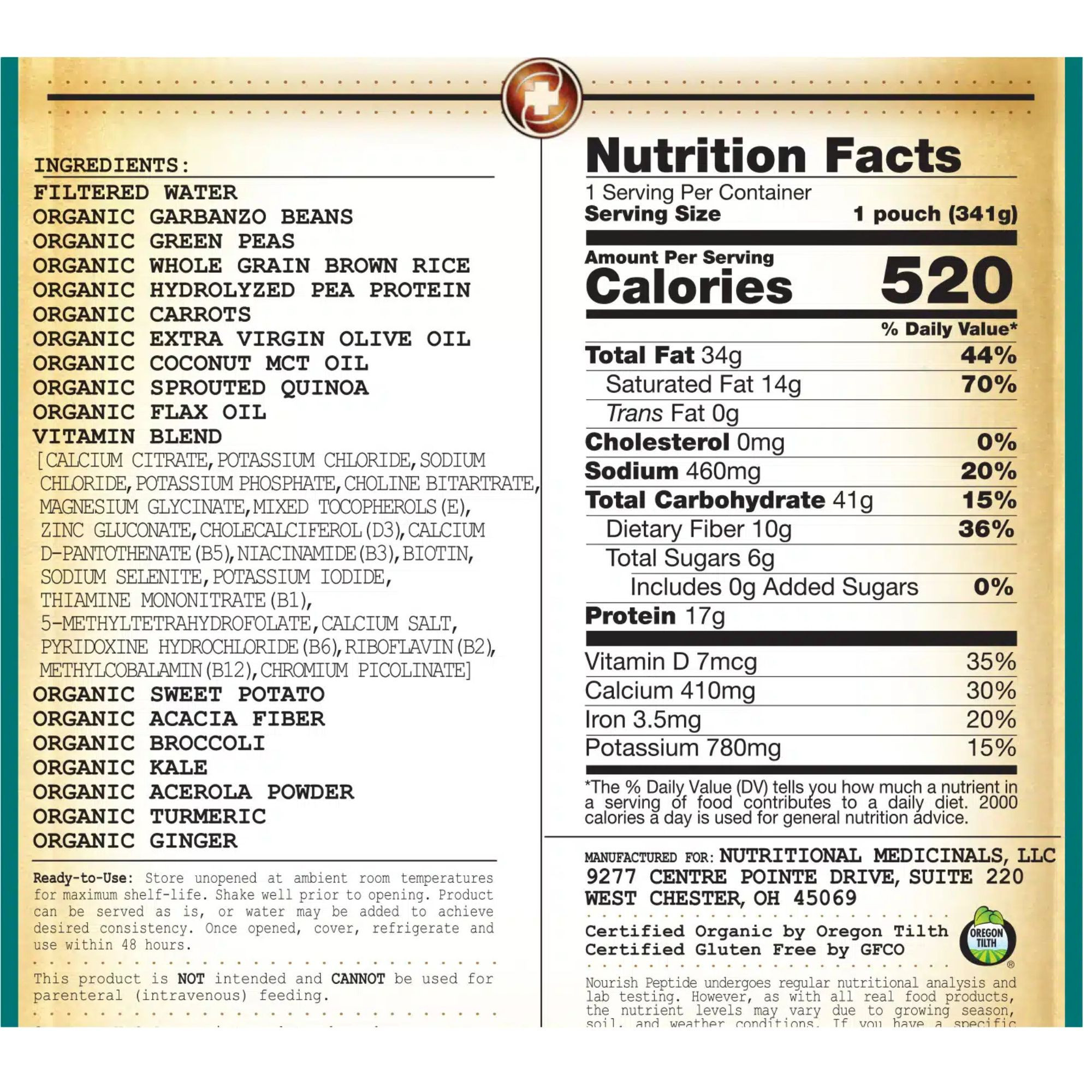 Nourish Peptide Supplemental Formula, NOUPWS124, Case of 24 (24 Packs)