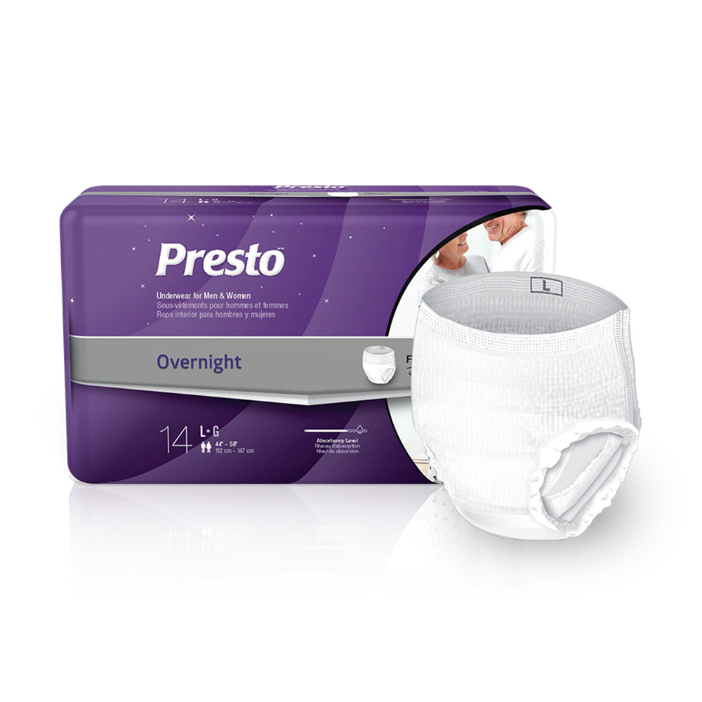 Presto FlexRight Protective Underwear, Overnight Absorbency, AUB44020, Medium (32-44") - Pack of 16