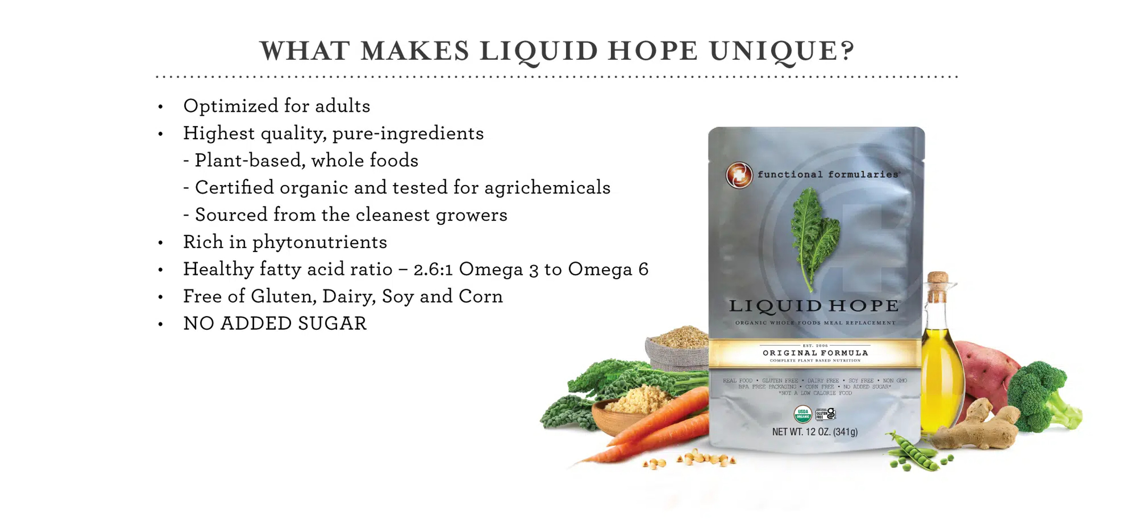 Functional Formularies Liquid Hope Meal Replacement, LHWS124, 1 Each, Features