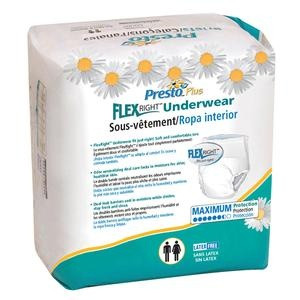 Presto Plus FlexRight Underwear, Maximum Absorbency, AUB24040, Large (45-58") - Pack of 18