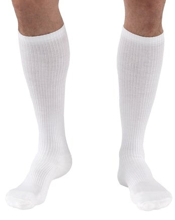 Jobst Men's Athletic SupportWear Knee High Compression Socks, Closed Toe, 8-15 mmHg, 110451, White - Large - 1 Pair