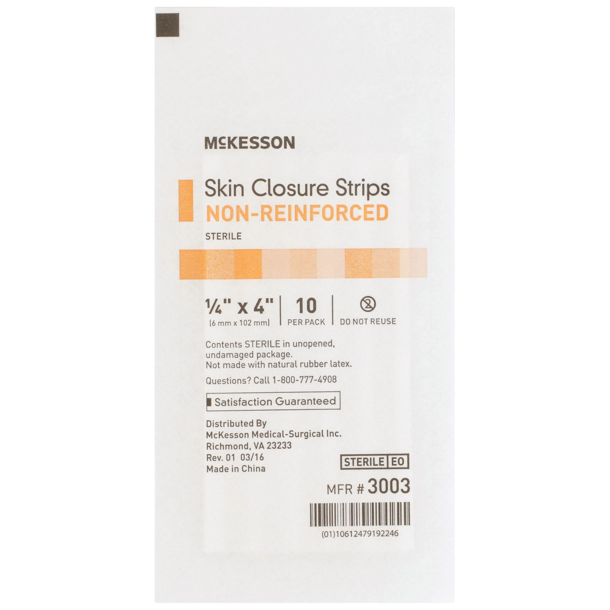 McKesson Skin Closure Strip, Sterile, Non-Reinforced, 3003, Box of 50